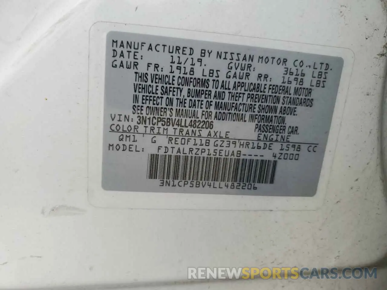 12 Photograph of a damaged car 3N1CP5BV4LL482206 NISSAN KICKS 2020