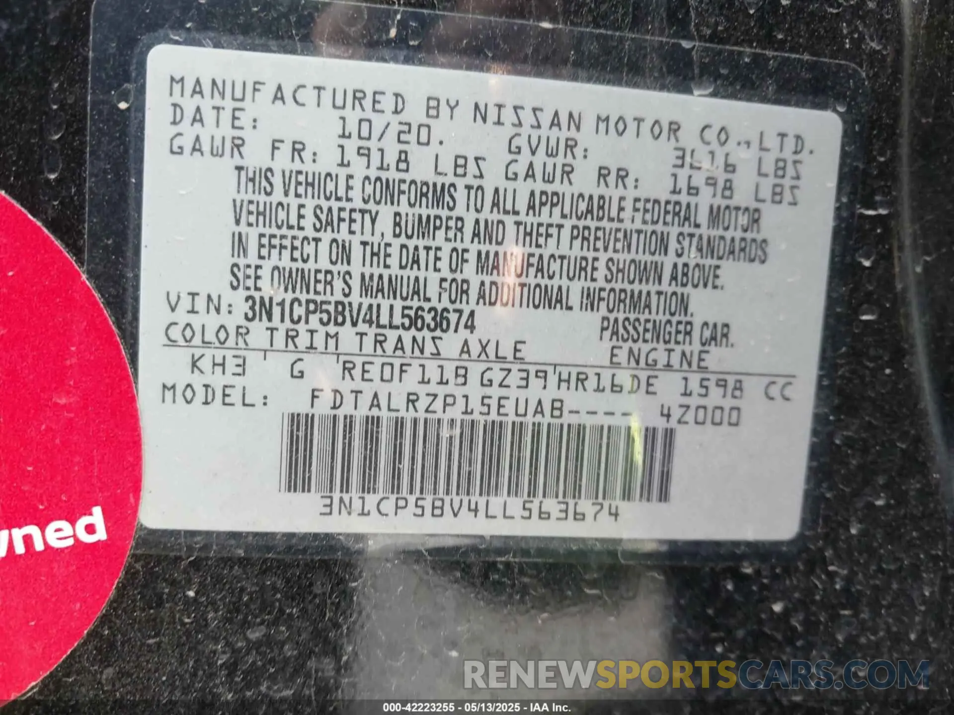 9 Photograph of a damaged car 3N1CP5BV4LL563674 NISSAN KICKS 2020