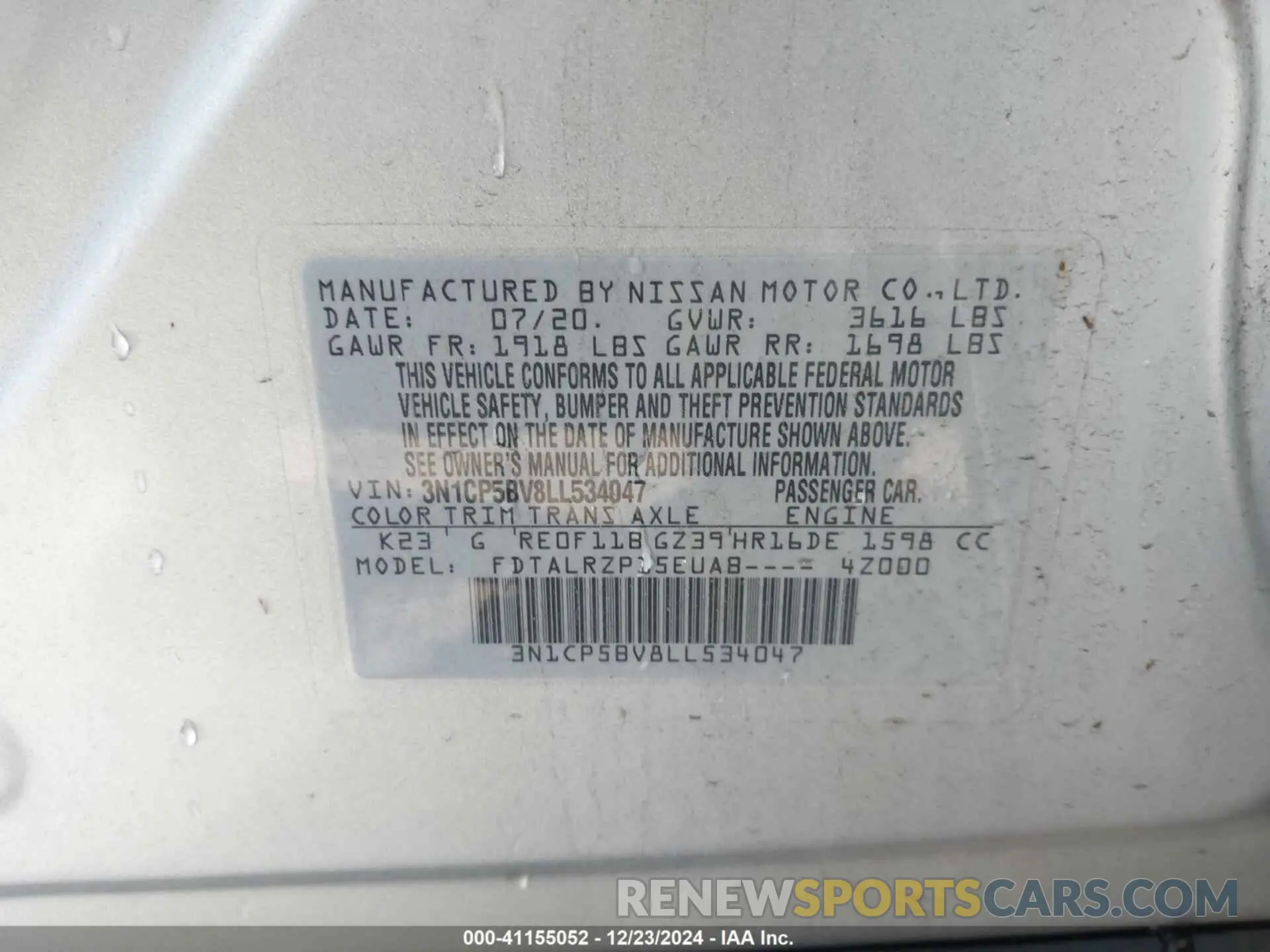 9 Фотография поврежденного автомобиля 3N1CP5BV8LL534047 NISSAN KICKS 2020