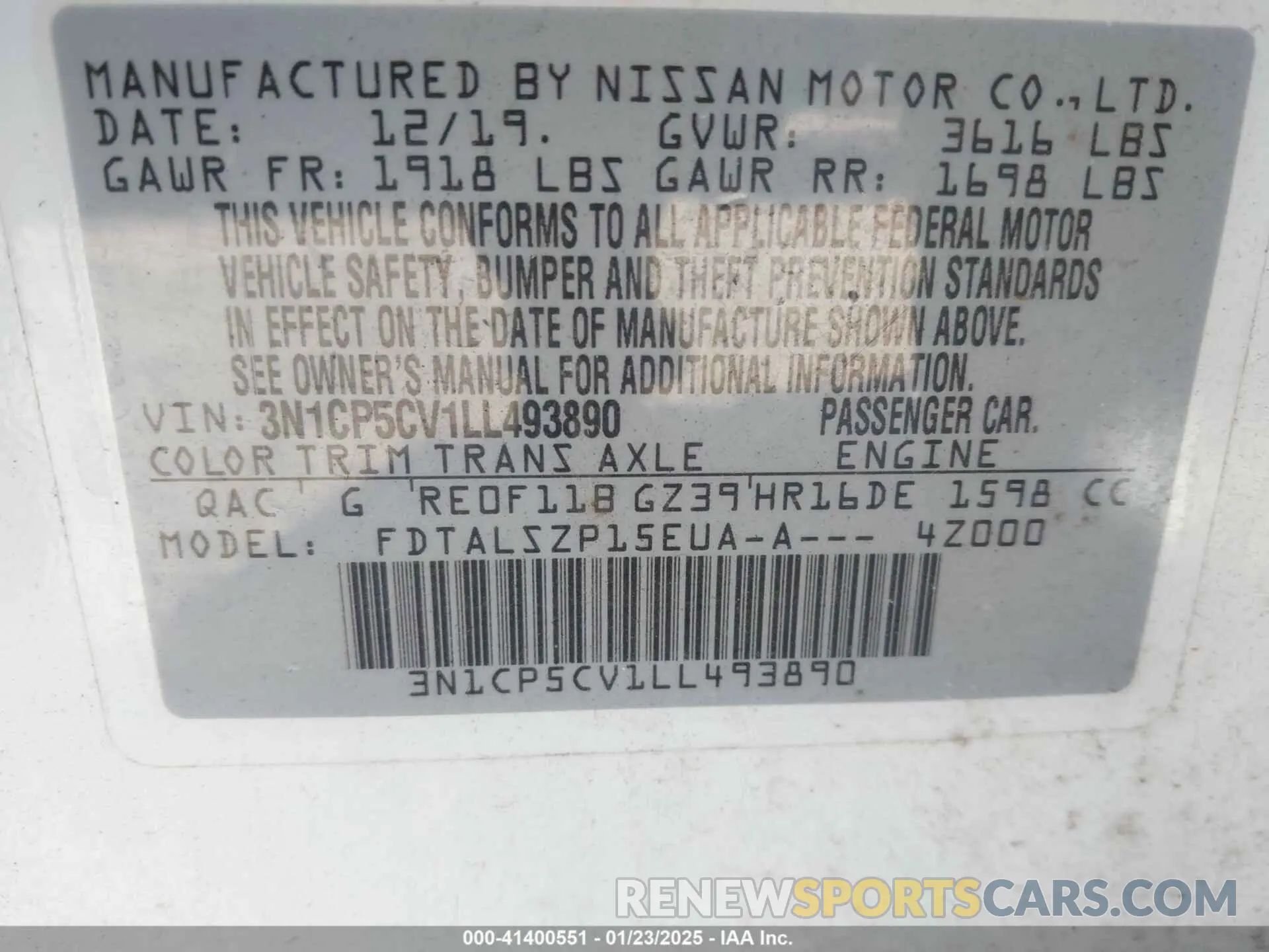 9 Photograph of a damaged car 3N1CP5CV1LL493890 NISSAN KICKS 2020
