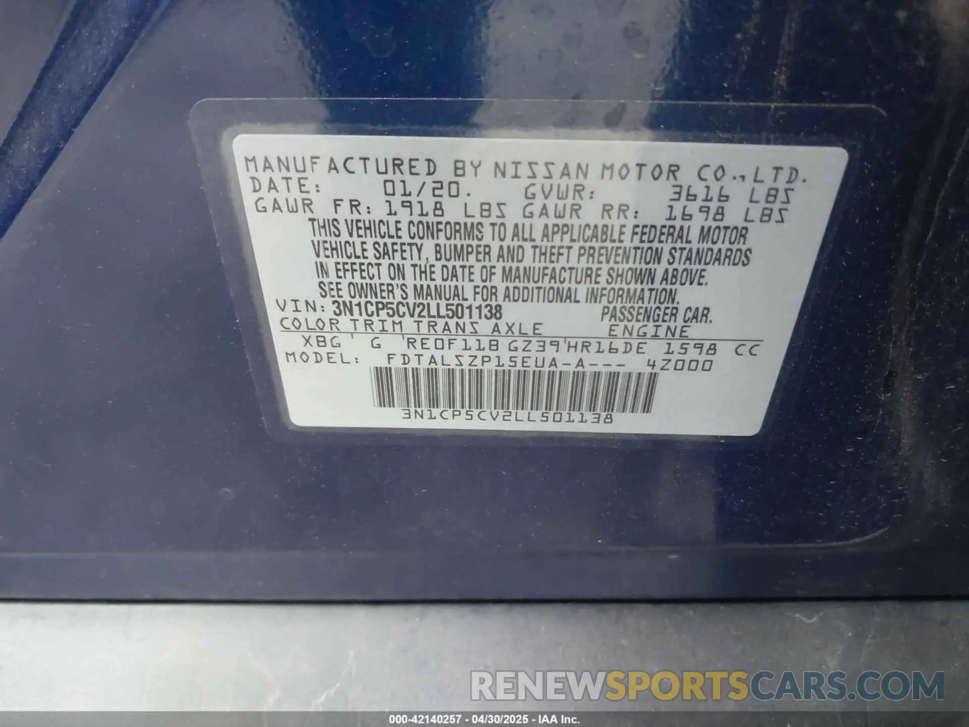9 Photograph of a damaged car 3N1CP5CV2LL501138 NISSAN KICKS 2020