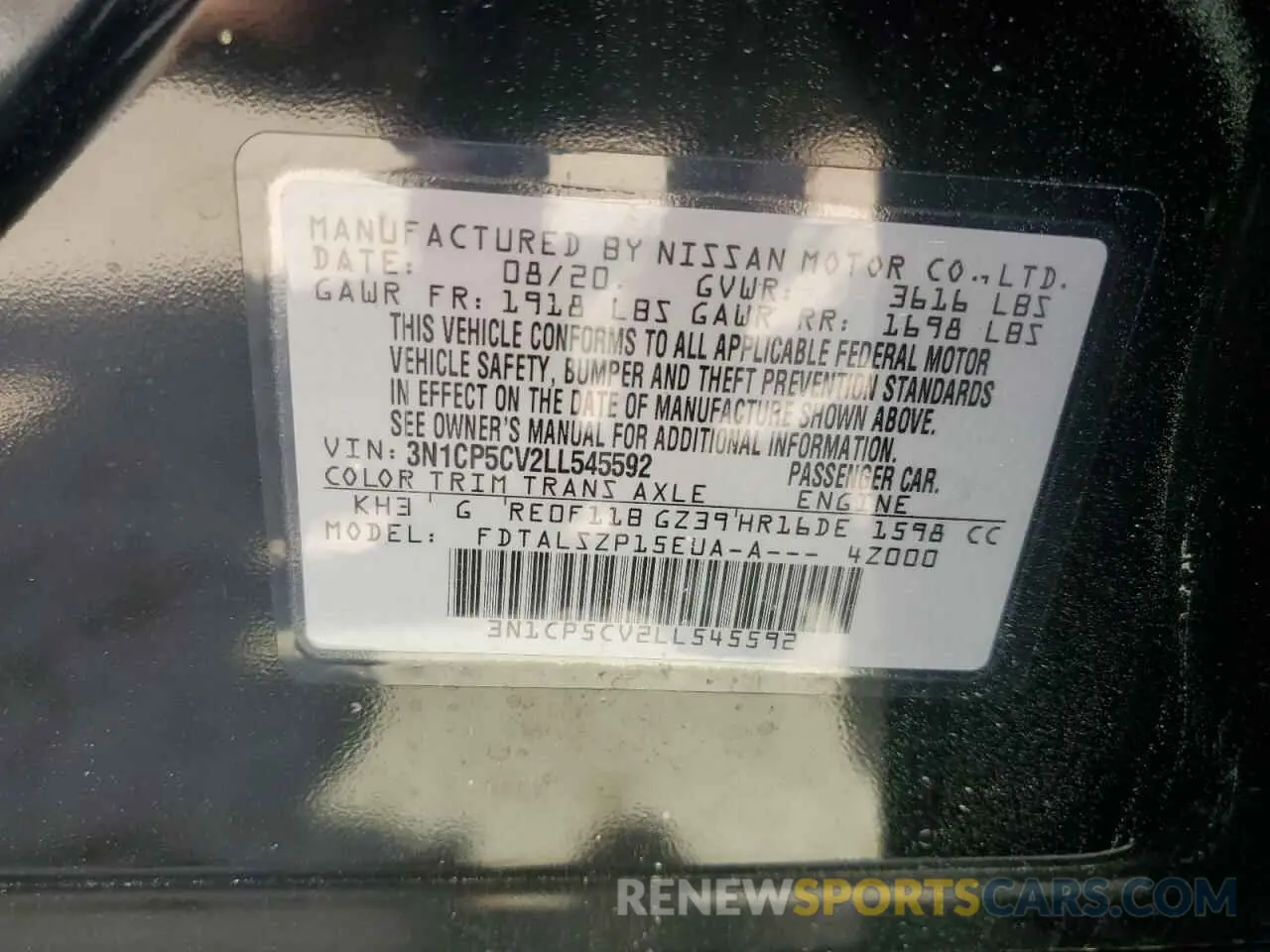 13 Photograph of a damaged car 3N1CP5CV2LL545592 NISSAN KICKS 2020