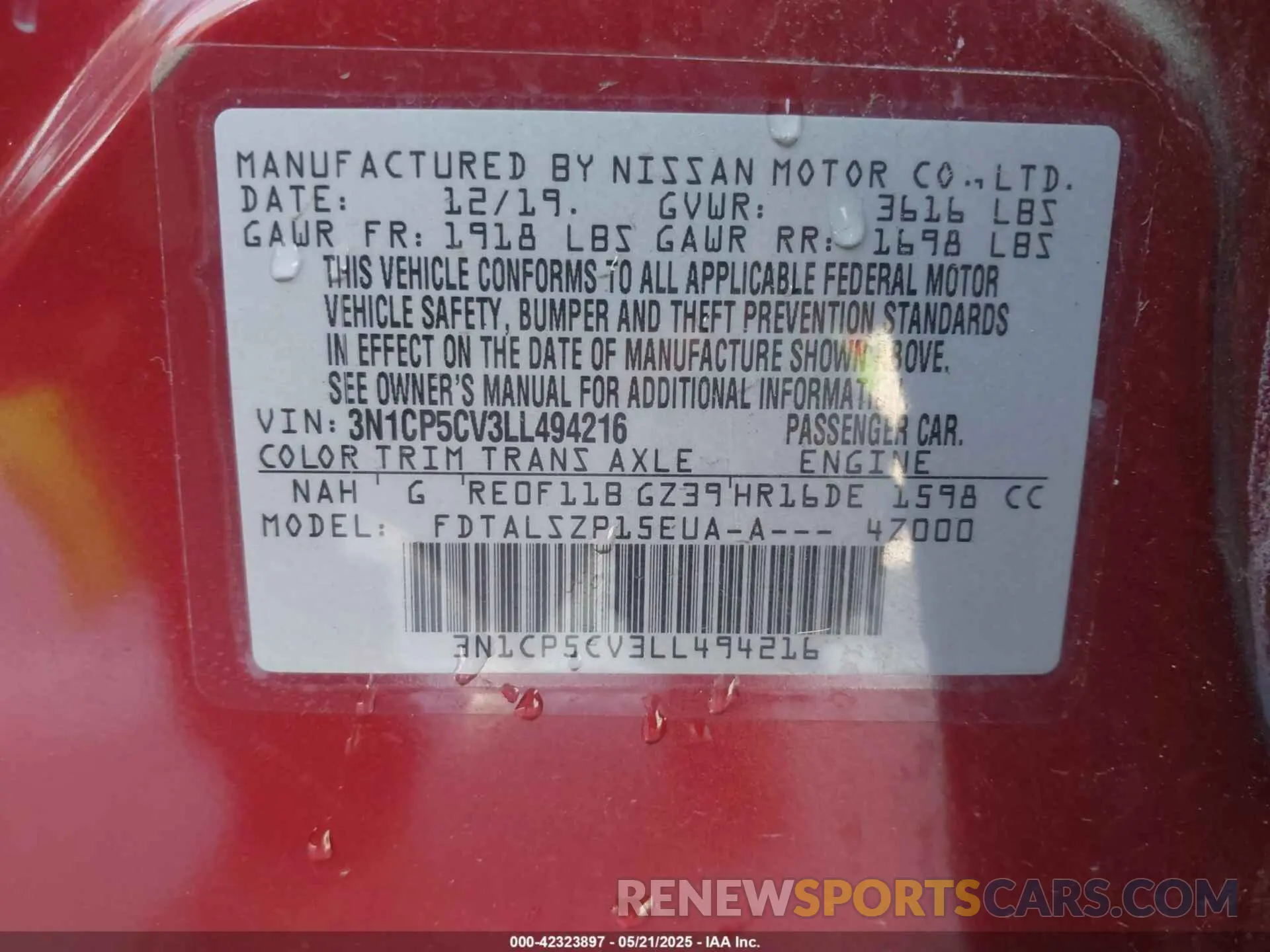 9 Фотография поврежденного автомобиля 3N1CP5CV3LL494216 NISSAN KICKS 2020
