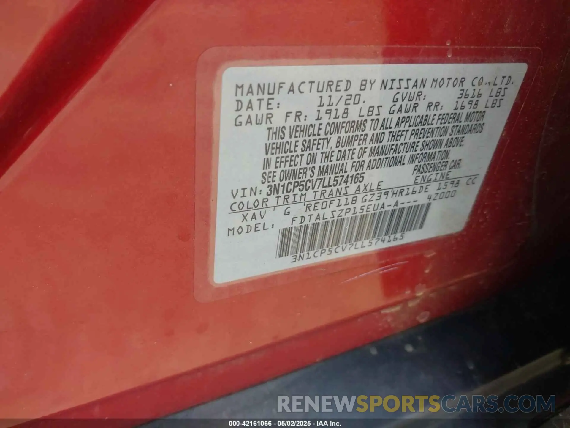 9 Photograph of a damaged car 3N1CP5CV7LL574165 NISSAN KICKS 2020