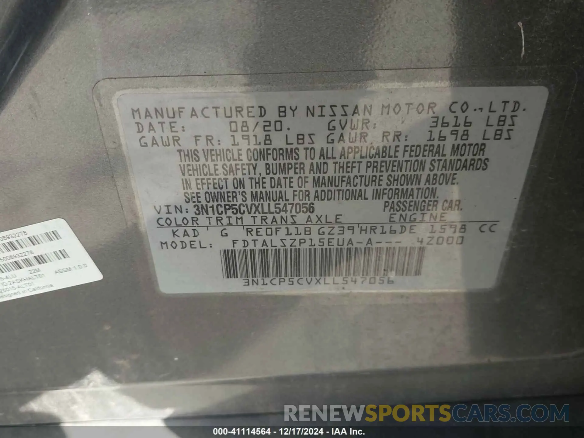 9 Photograph of a damaged car 3N1CP5CVXLL547056 NISSAN KICKS 2020