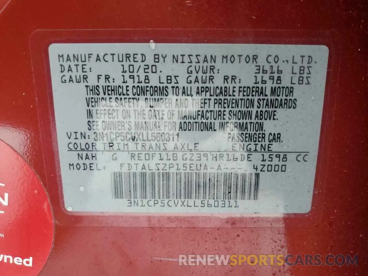 12 Фотография поврежденного автомобиля 3N1CP5CVXLL560311 NISSAN KICKS 2020