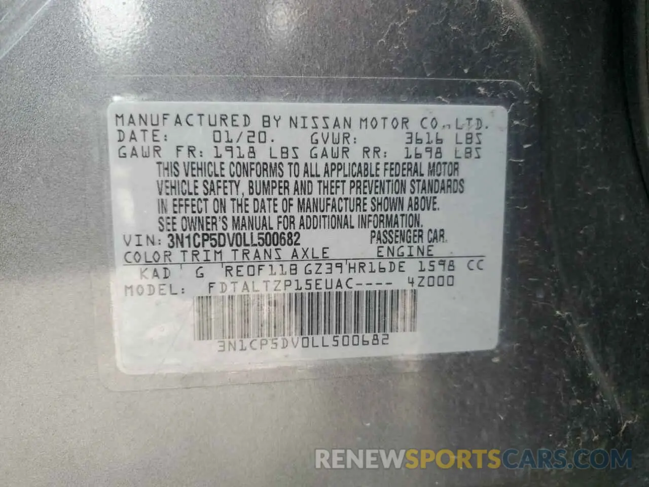 15 Photograph of a damaged car 3N1CP5DV0LL500682 NISSAN KICKS 2020