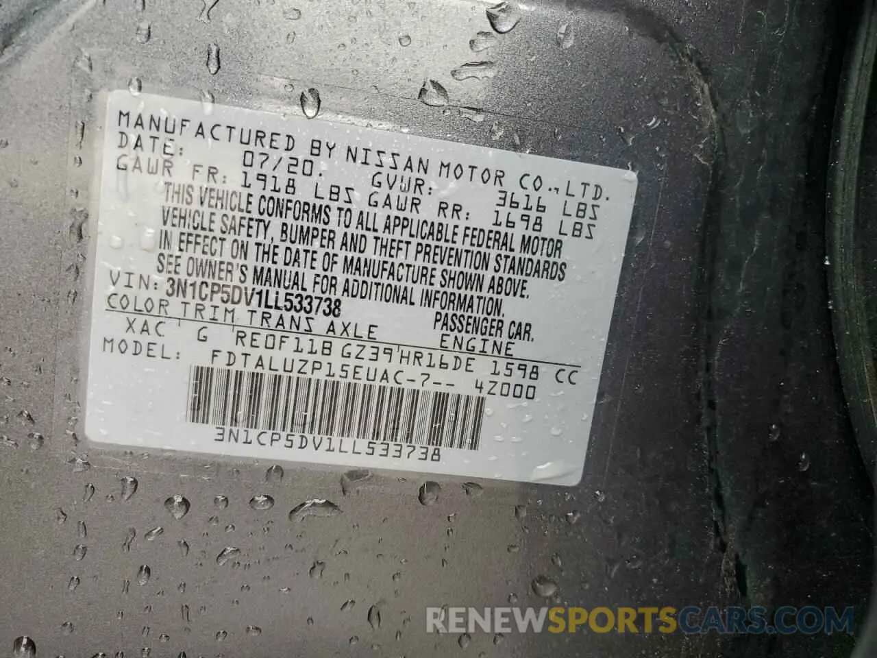 14 Photograph of a damaged car 3N1CP5DV1LL533738 NISSAN KICKS 2020