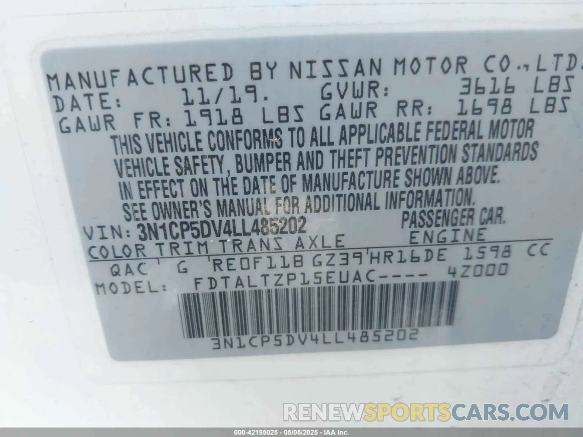 9 Photograph of a damaged car 3N1CP5DV4LL485202 NISSAN KICKS 2020