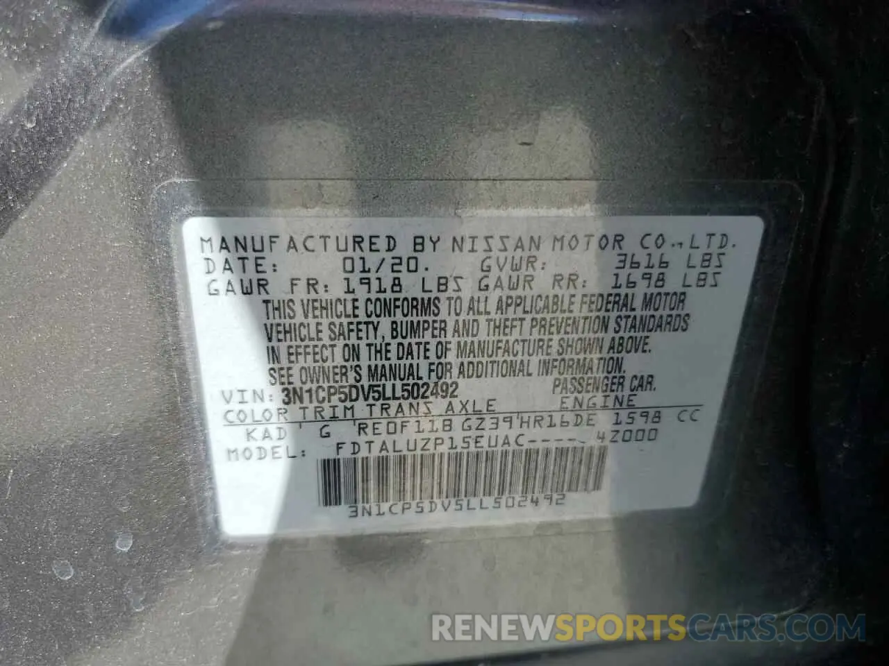 13 Photograph of a damaged car 3N1CP5DV5LL502492 NISSAN KICKS 2020