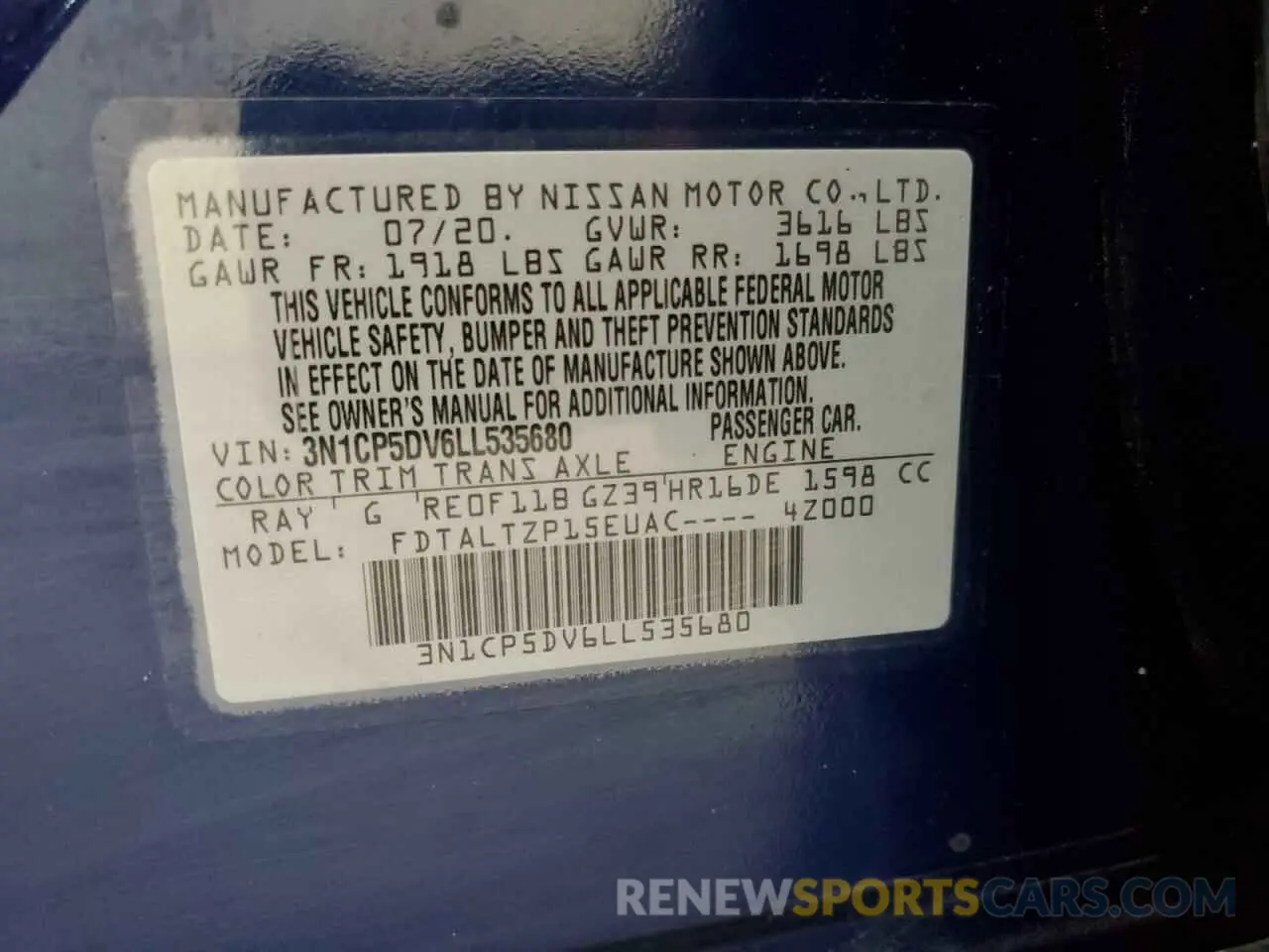 12 Photograph of a damaged car 3N1CP5DV6LL535680 NISSAN KICKS 2020