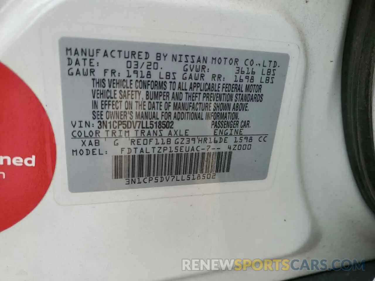 13 Photograph of a damaged car 3N1CP5DV7LL518502 NISSAN KICKS 2020