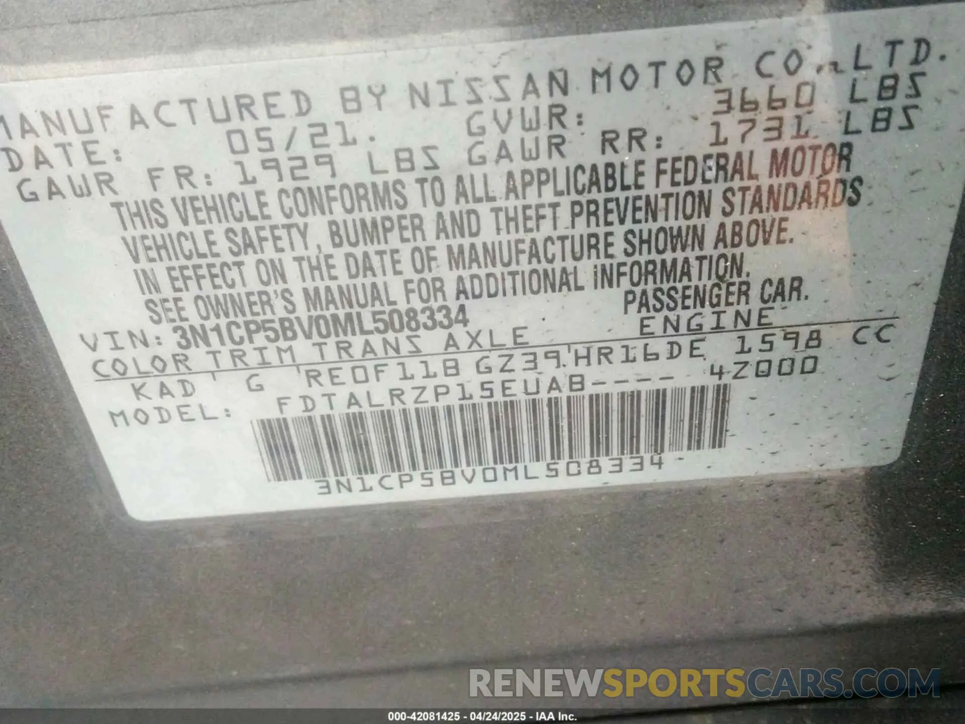 9 Photograph of a damaged car 3N1CP5BV0ML508334 NISSAN KICKS 2021