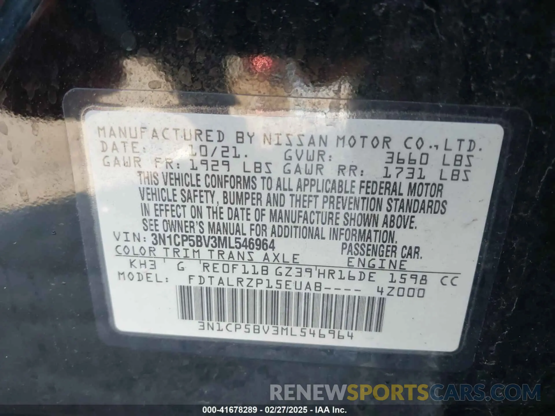9 Фотография поврежденного автомобиля 3N1CP5BV3ML546964 NISSAN KICKS 2021