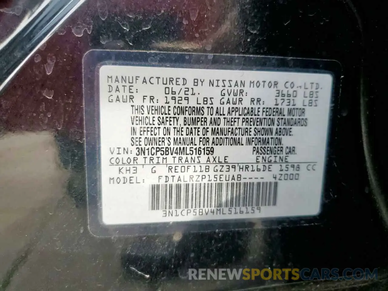 14 Фотография поврежденного автомобиля 3N1CP5BV4ML516159 NISSAN KICKS 2021