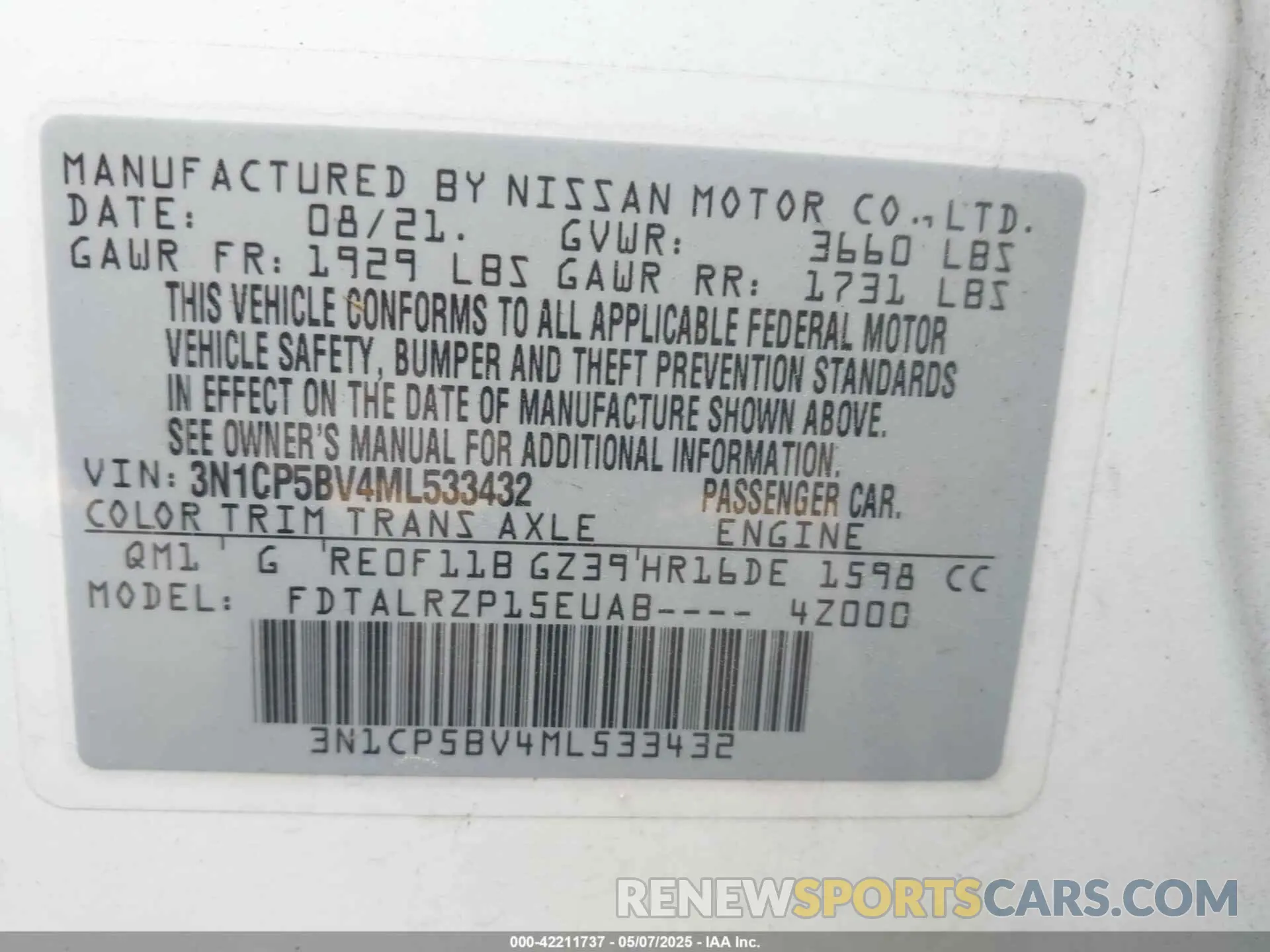 9 Photograph of a damaged car 3N1CP5BV4ML533432 NISSAN KICKS 2021