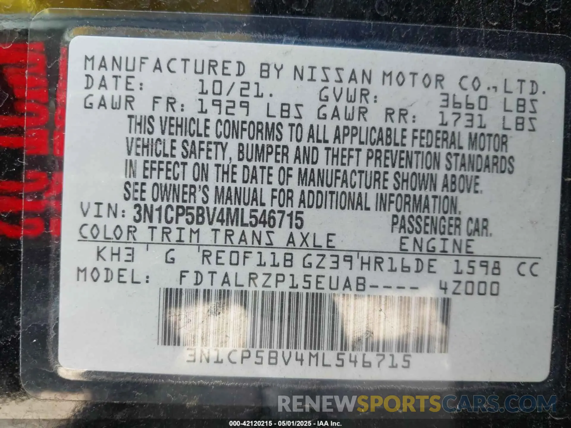 9 Photograph of a damaged car 3N1CP5BV4ML546715 NISSAN KICKS 2021