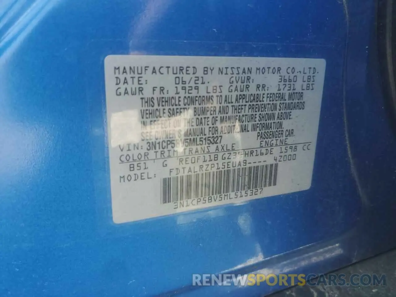 13 Photograph of a damaged car 3N1CP5BV5ML515327 NISSAN KICKS 2021