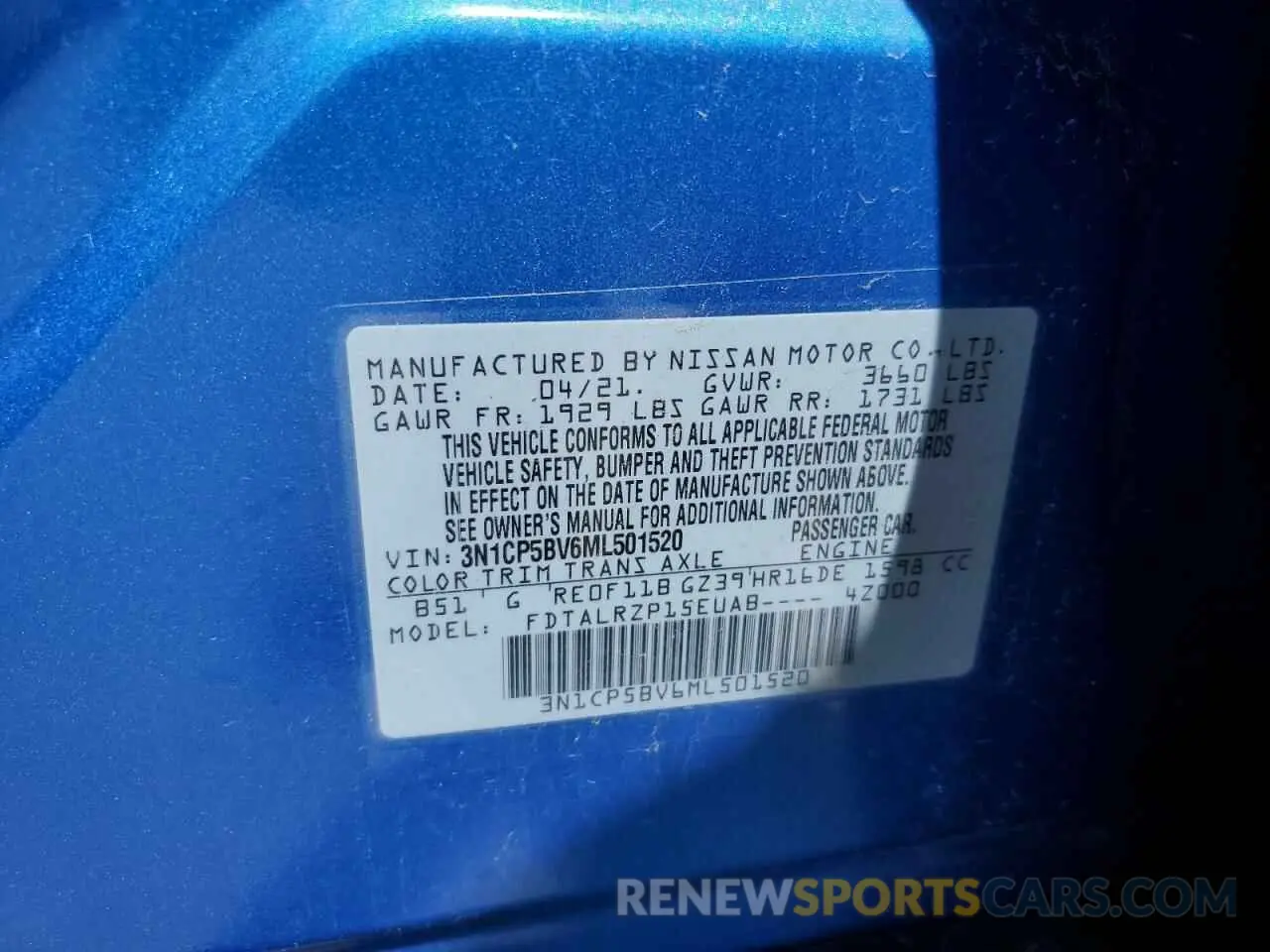 12 Photograph of a damaged car 3N1CP5BV6ML501520 NISSAN KICKS 2021