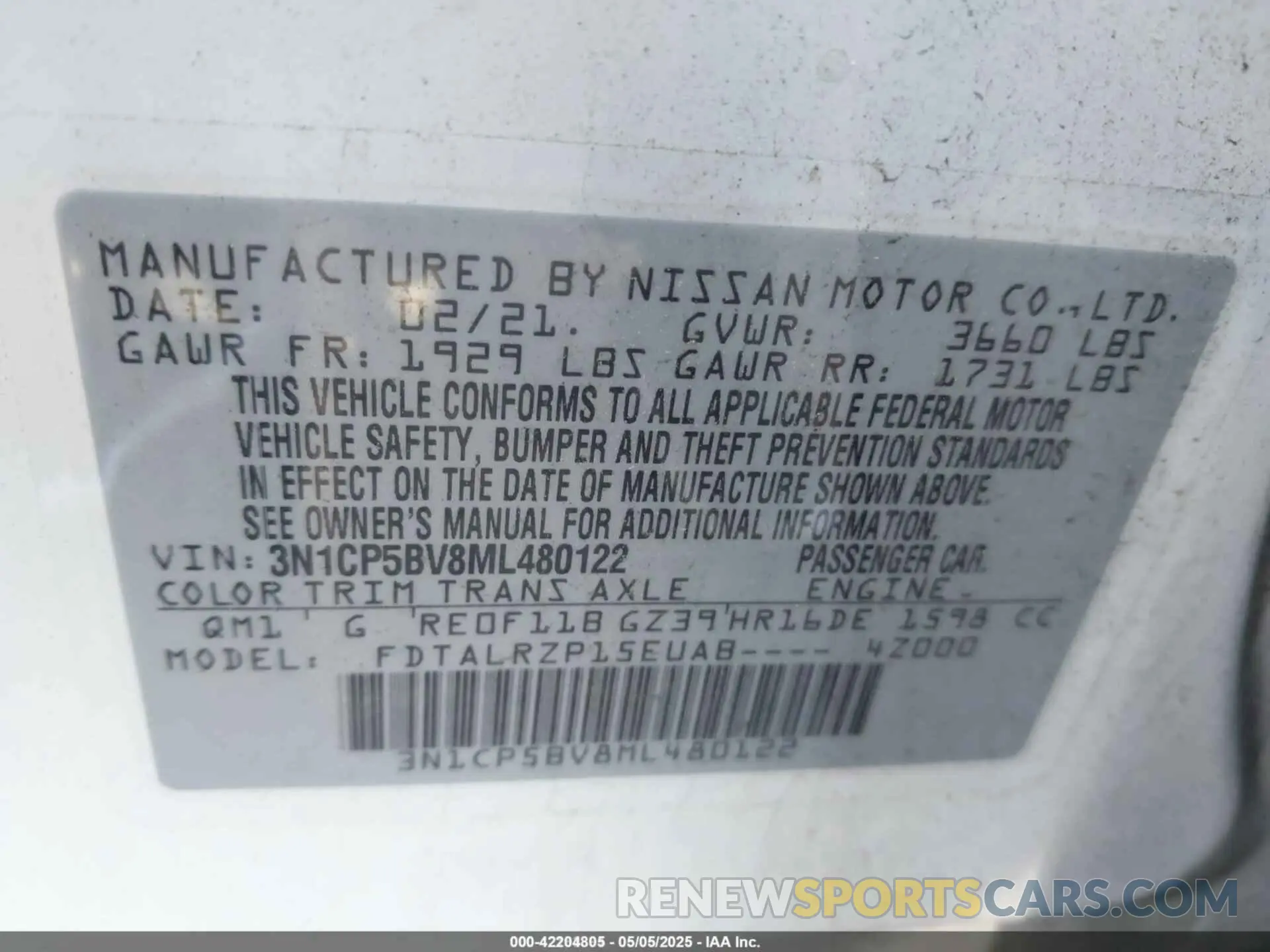 9 Photograph of a damaged car 3N1CP5BV8ML480122 NISSAN KICKS 2021