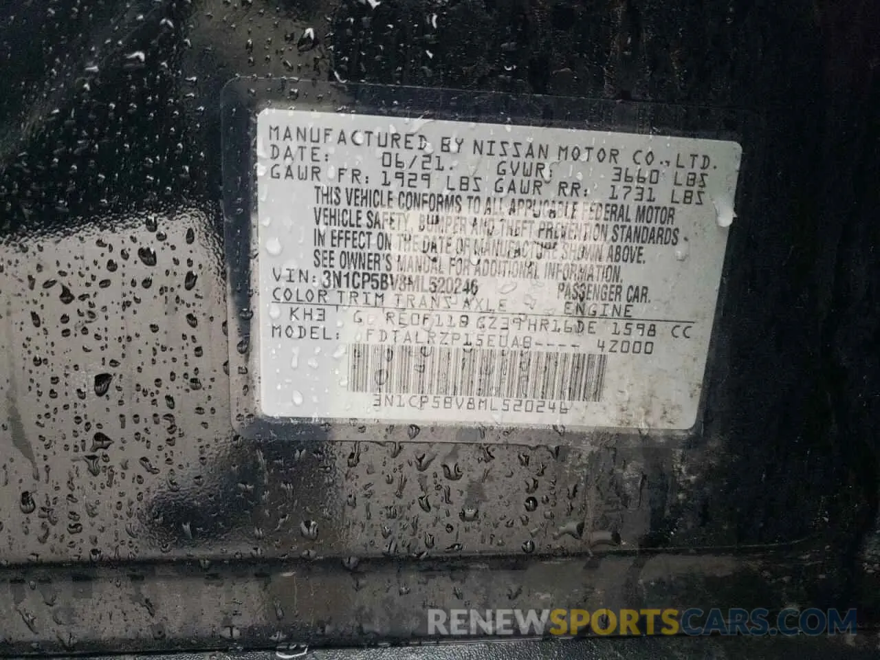 15 Photograph of a damaged car 3N1CP5BV8ML520246 NISSAN KICKS 2021
