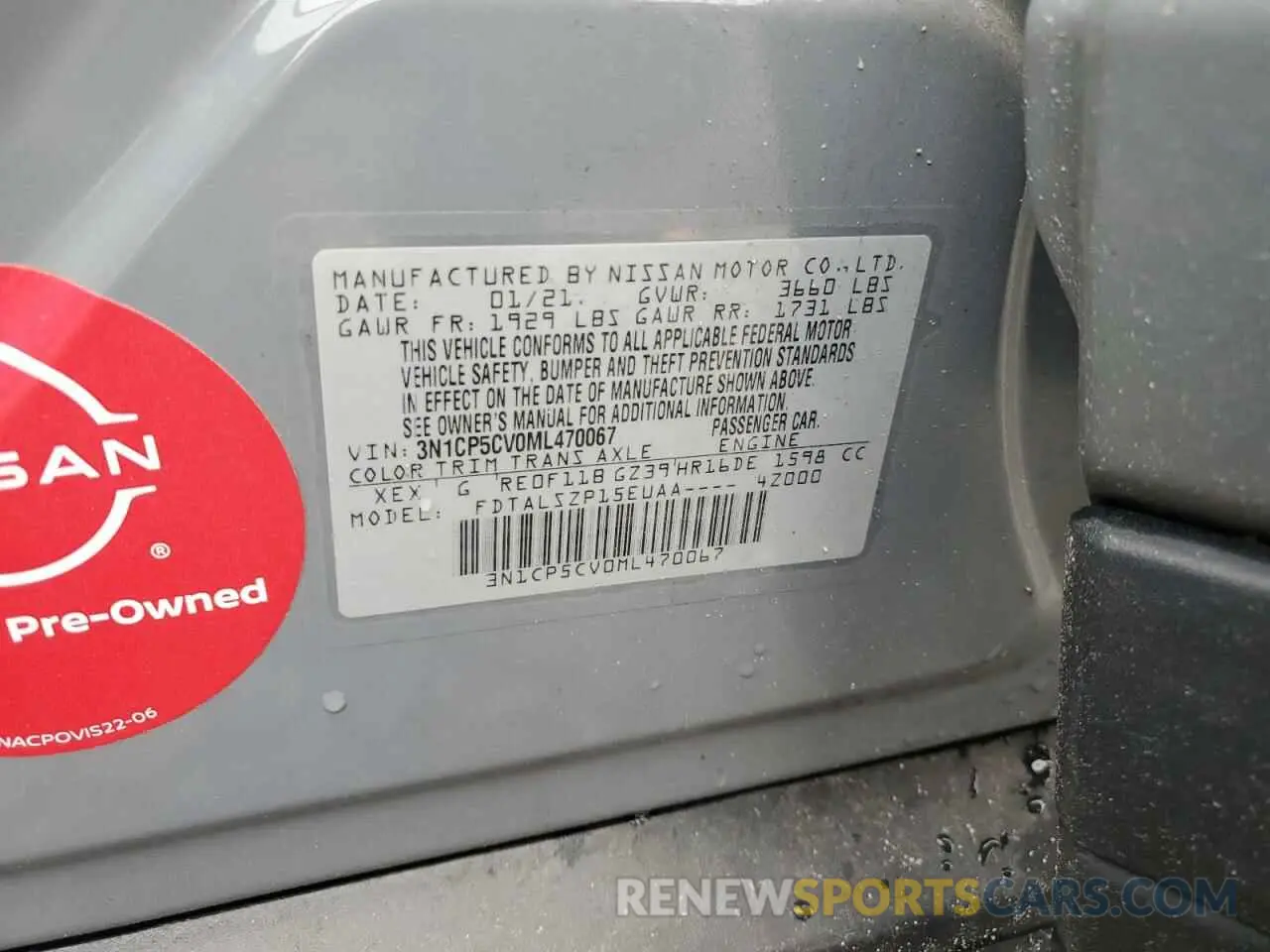 14 Photograph of a damaged car 3N1CP5CV0ML470067 NISSAN KICKS 2021