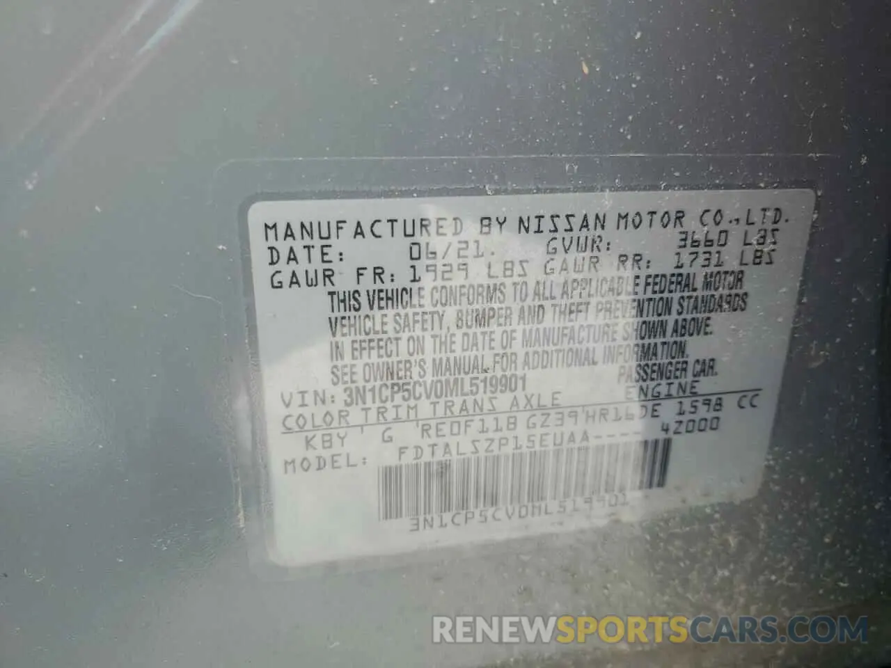 12 Photograph of a damaged car 3N1CP5CV0ML519901 NISSAN KICKS 2021