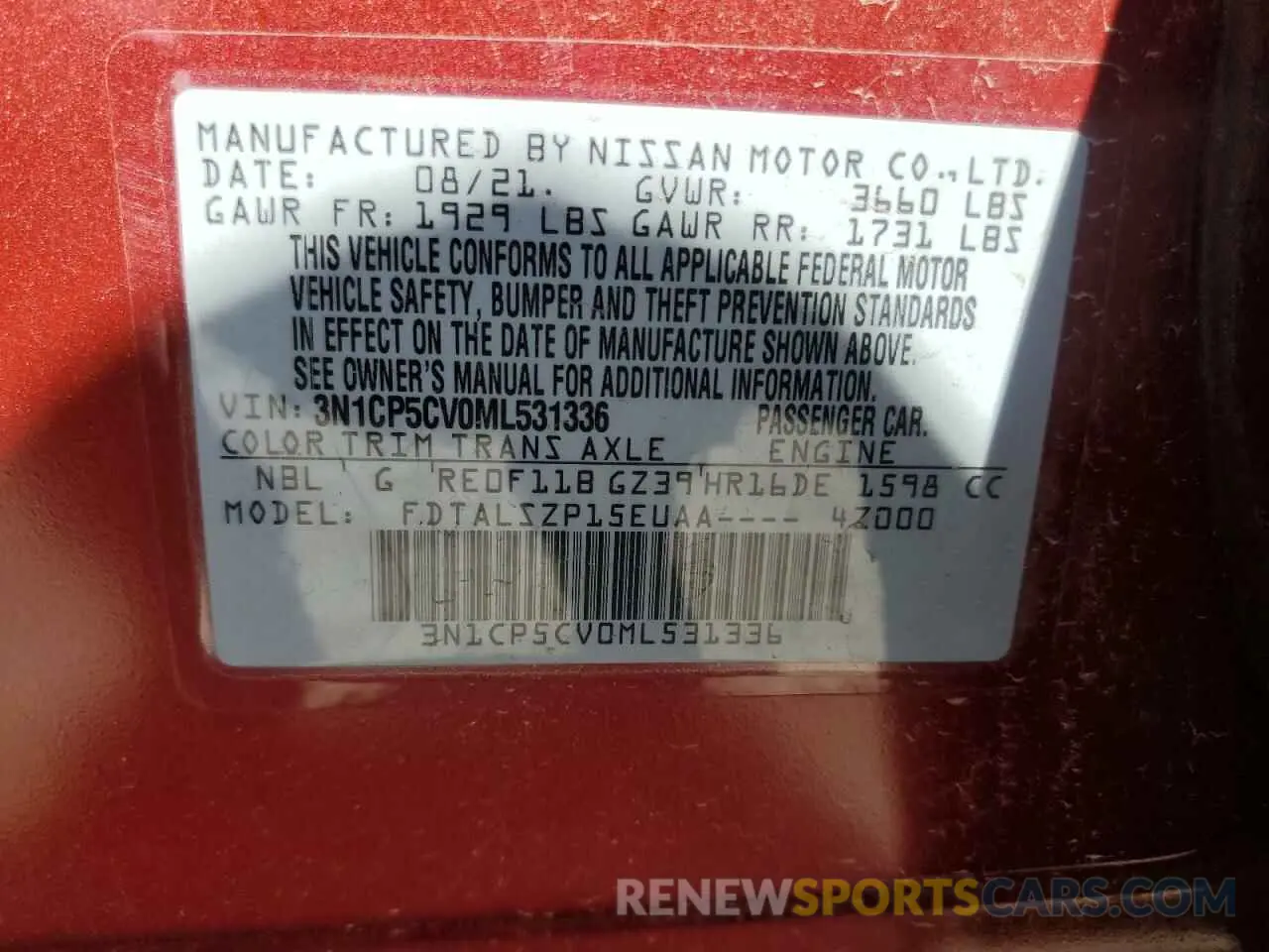 12 Фотография поврежденного автомобиля 3N1CP5CV0ML531336 NISSAN KICKS 2021