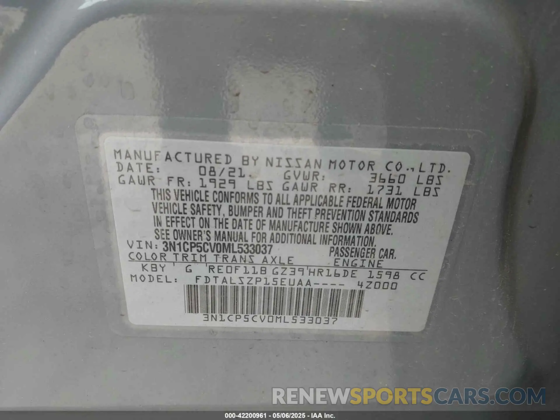9 Photograph of a damaged car 3N1CP5CV0ML533037 NISSAN KICKS 2021