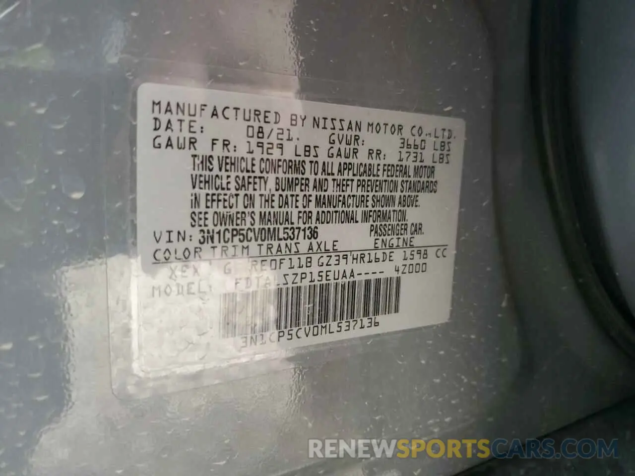 12 Photograph of a damaged car 3N1CP5CV0ML537136 NISSAN KICKS 2021