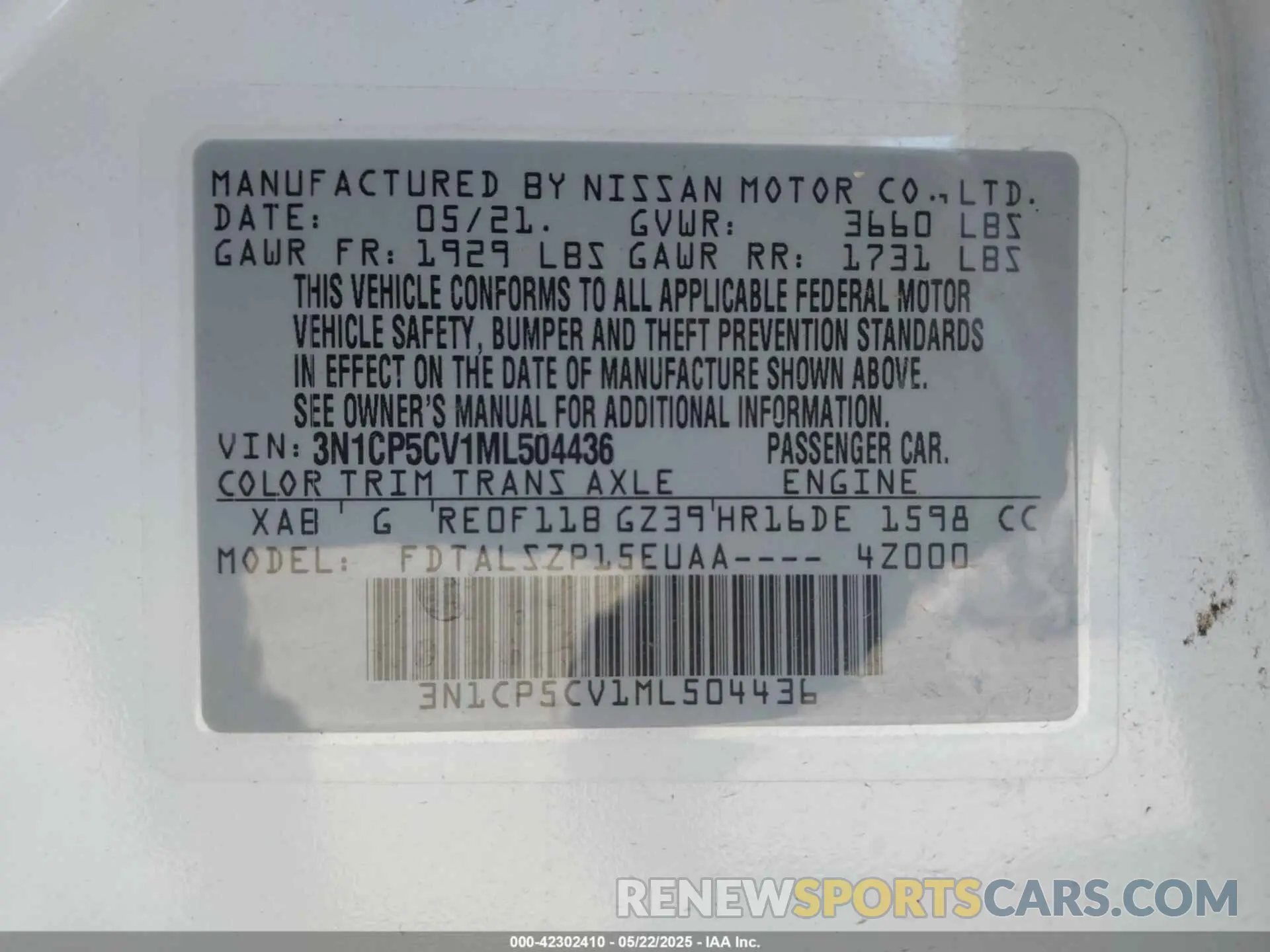 9 Photograph of a damaged car 3N1CP5CV1ML504436 NISSAN KICKS 2021