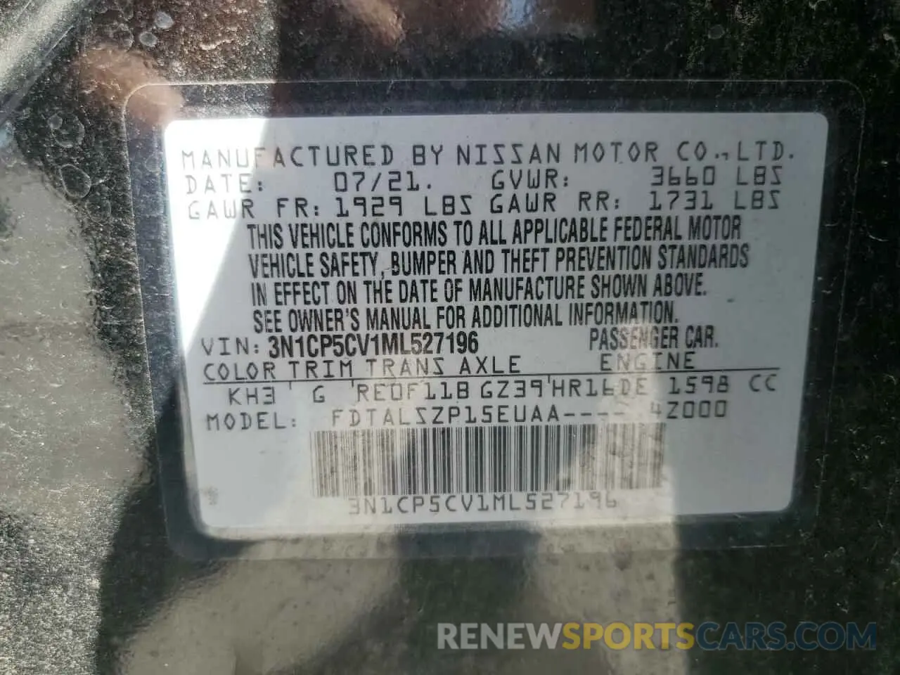 16 Photograph of a damaged car 3N1CP5CV1ML527196 NISSAN KICKS 2021