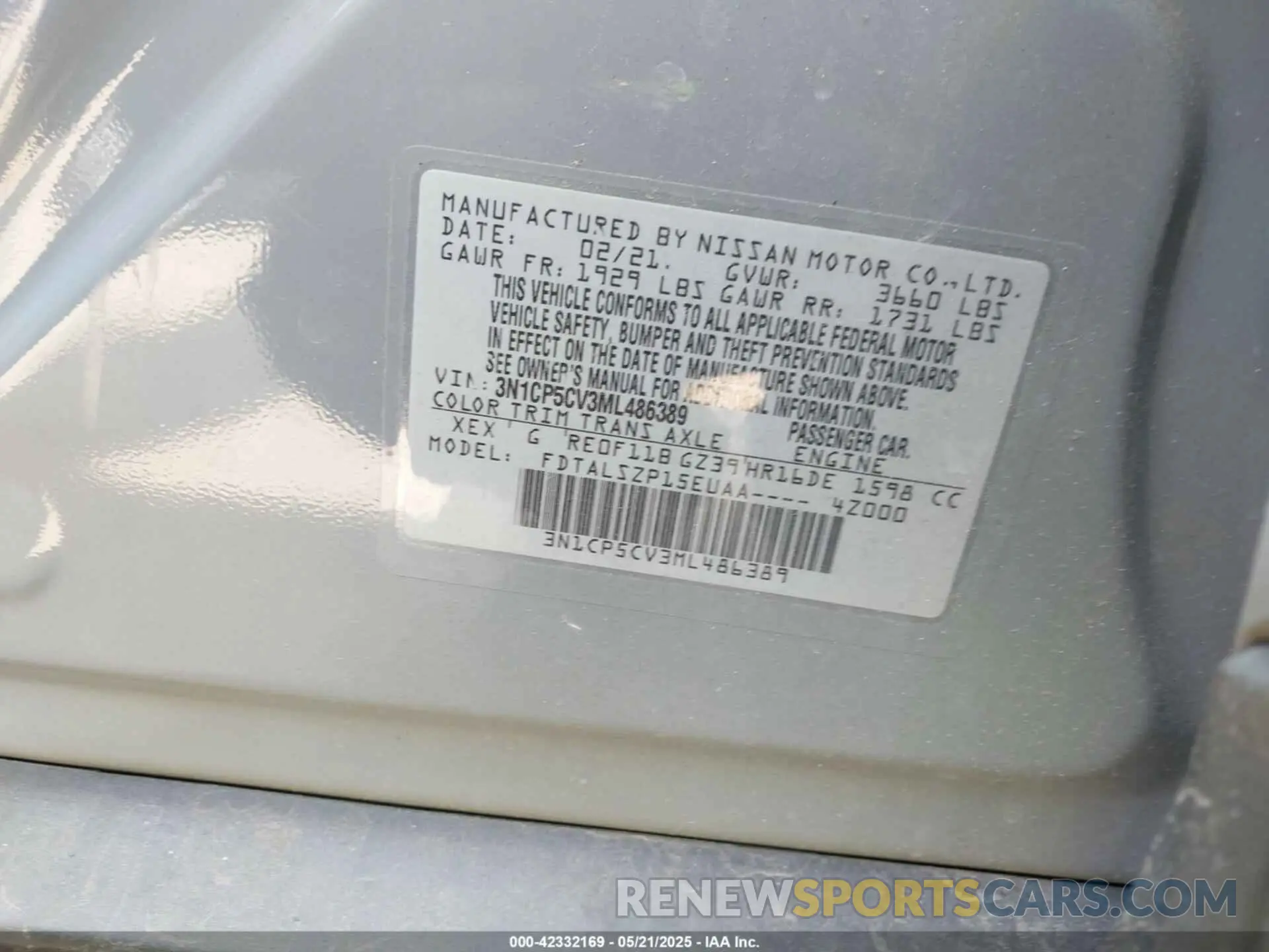 9 Photograph of a damaged car 3N1CP5CV3ML486389 NISSAN KICKS 2021