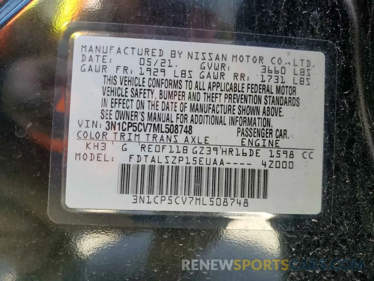 14 Фотография поврежденного автомобиля 3N1CP5CV7ML508748 NISSAN KICKS 2021