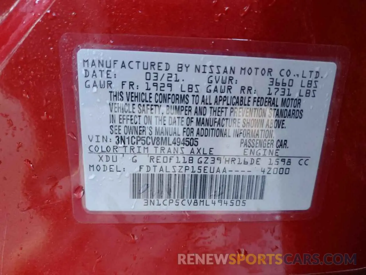 13 Photograph of a damaged car 3N1CP5CV8ML494505 NISSAN KICKS 2021
