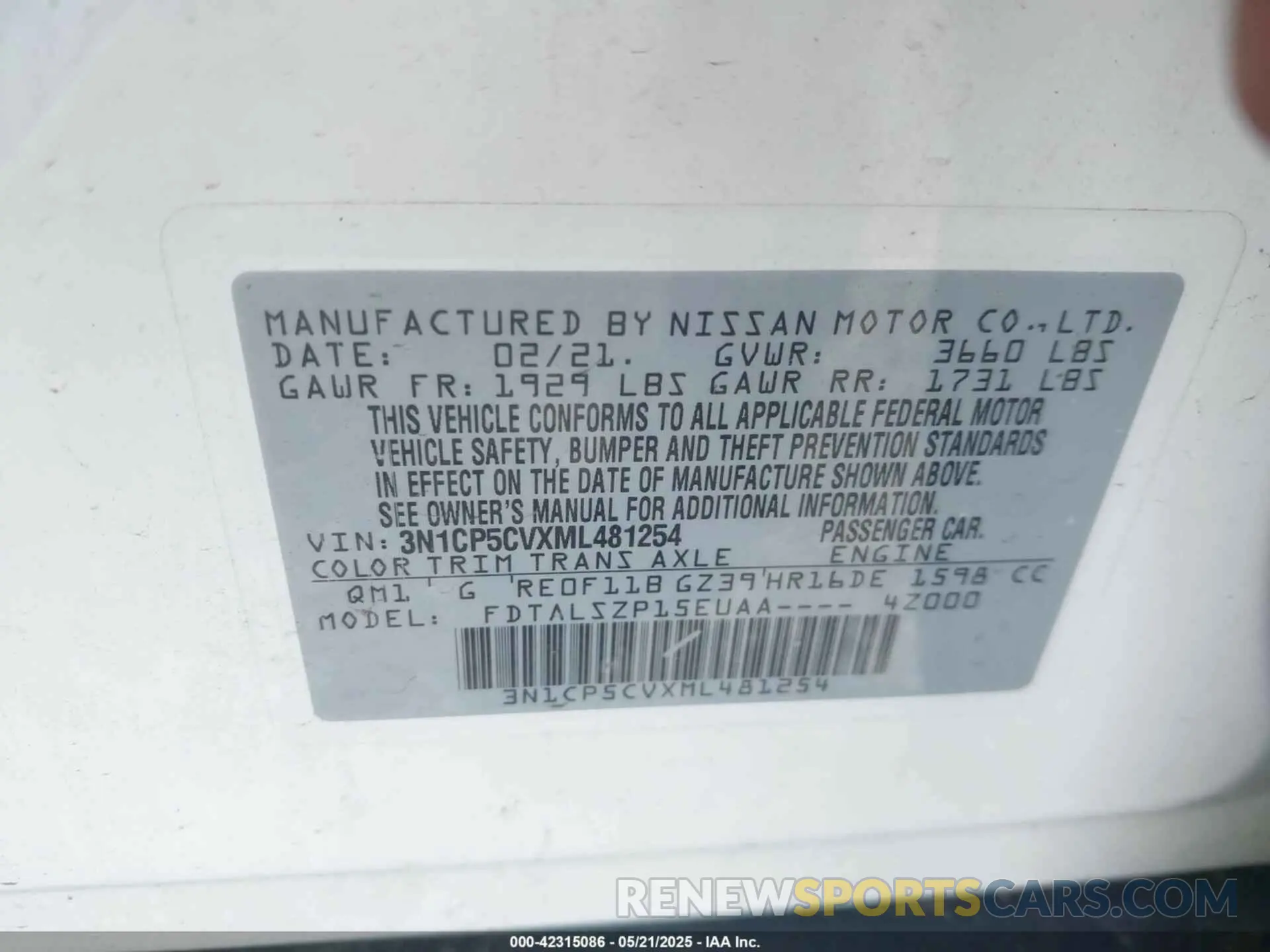 9 Фотография поврежденного автомобиля 3N1CP5CVXML481254 NISSAN KICKS 2021