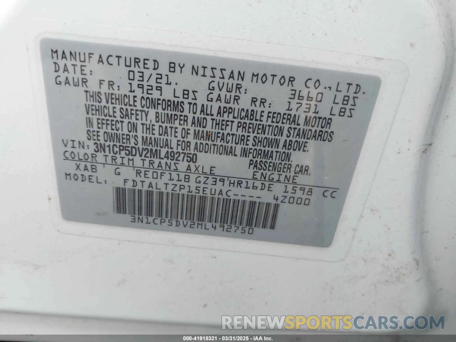 9 Фотография поврежденного автомобиля 3N1CP5DV2ML492750 NISSAN KICKS 2021