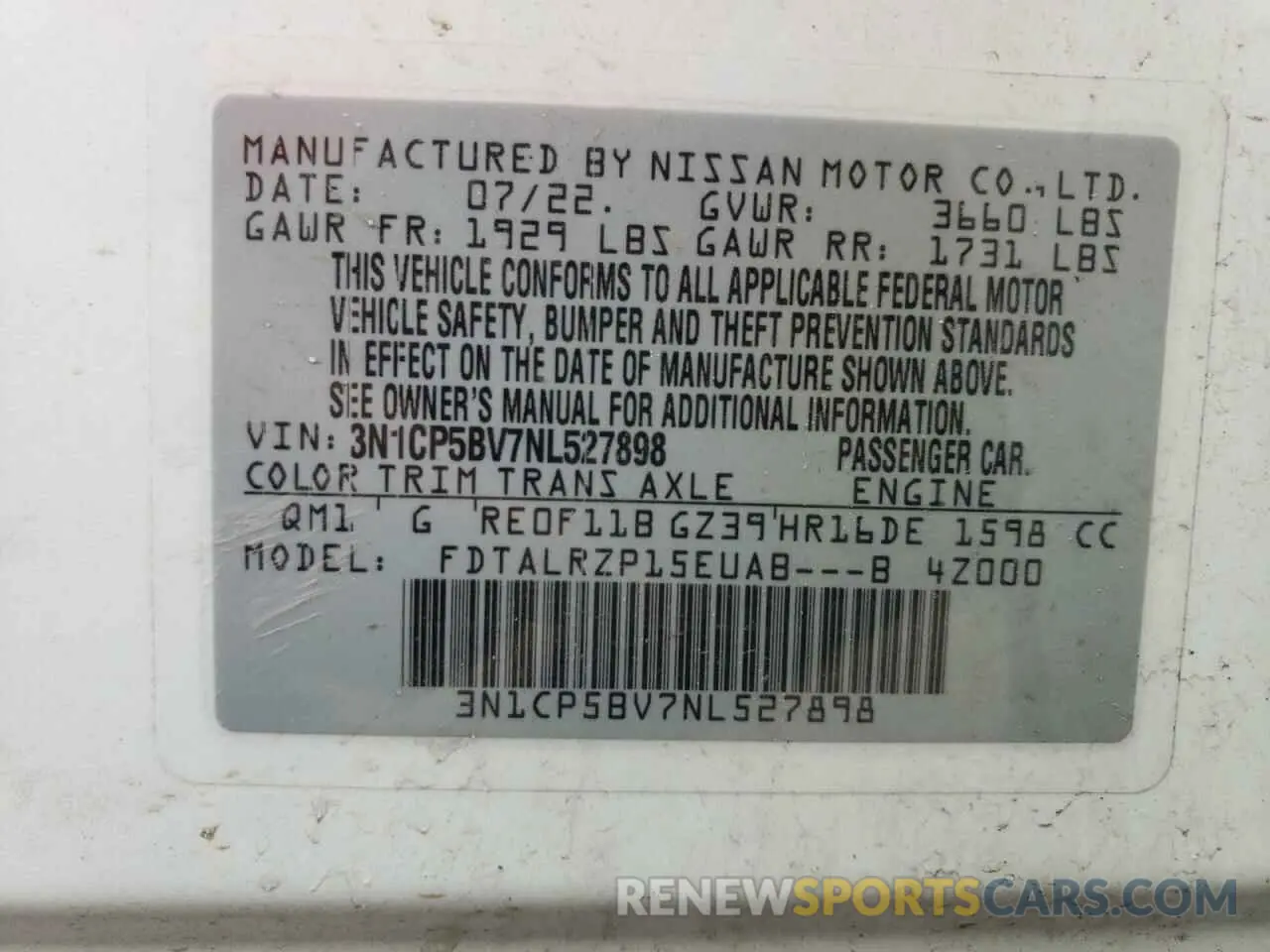 14 Фотография поврежденного автомобиля 3N1CP5BV7NL527898 NISSAN KICKS 2022