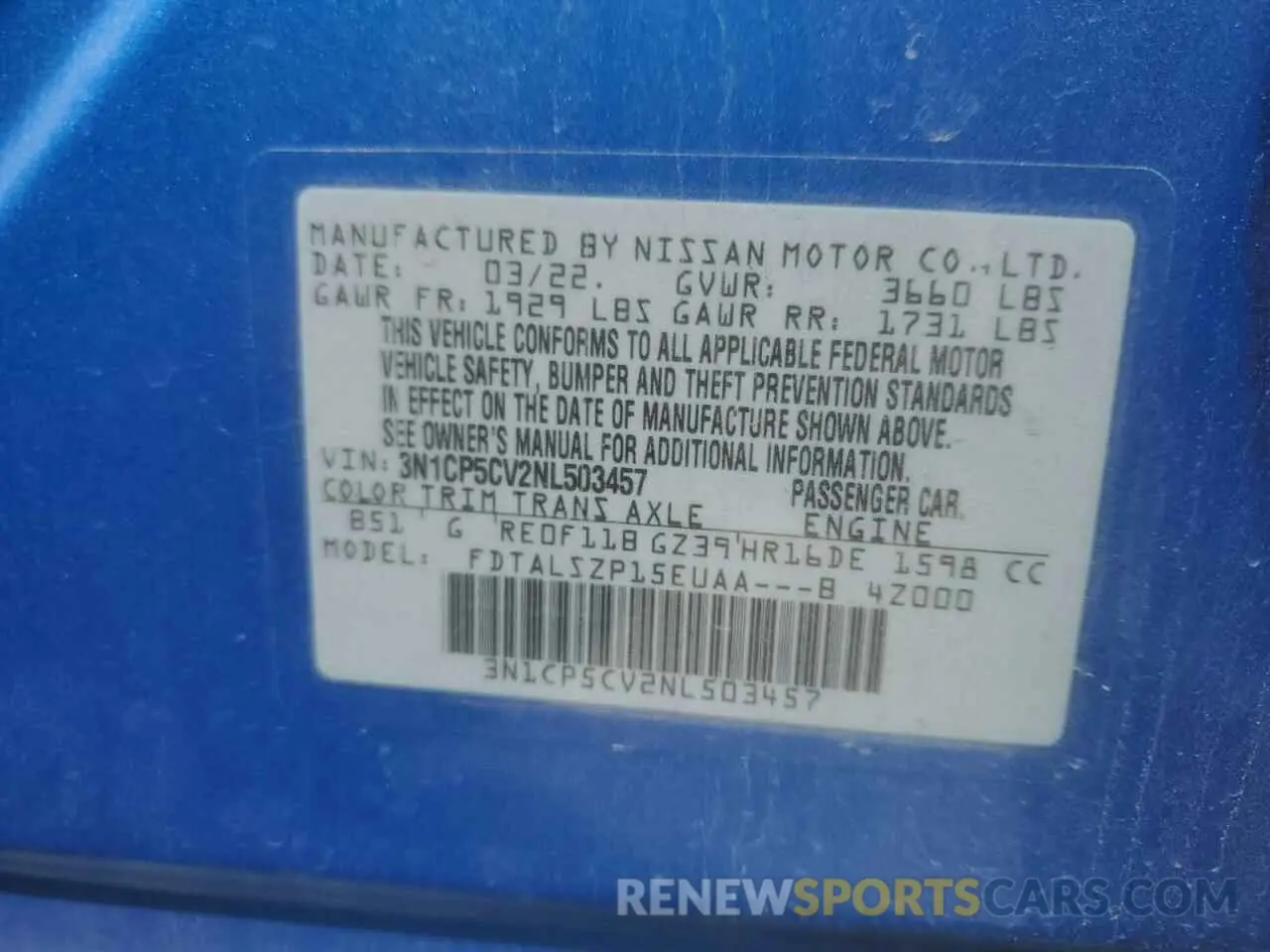 14 Photograph of a damaged car 3N1CP5CV2NL503457 NISSAN KICKS 2022