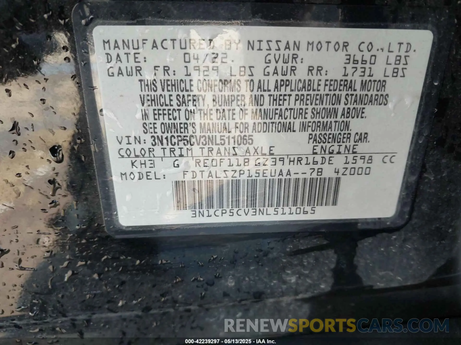 9 Фотография поврежденного автомобиля 3N1CP5CV3NL511065 NISSAN KICKS 2022