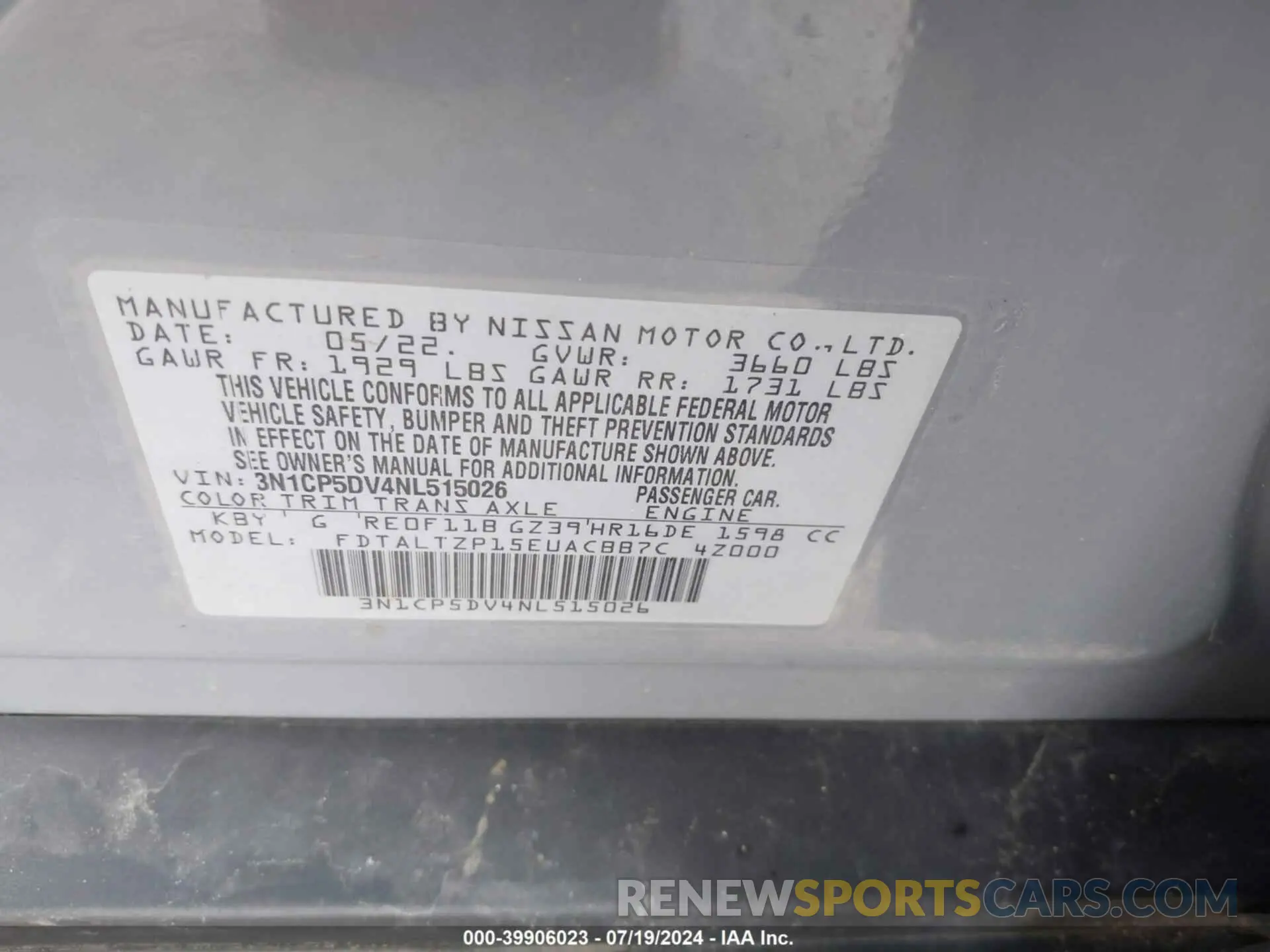 9 Photograph of a damaged car 3N1CP5DV4NL515026 NISSAN KICKS 2022
