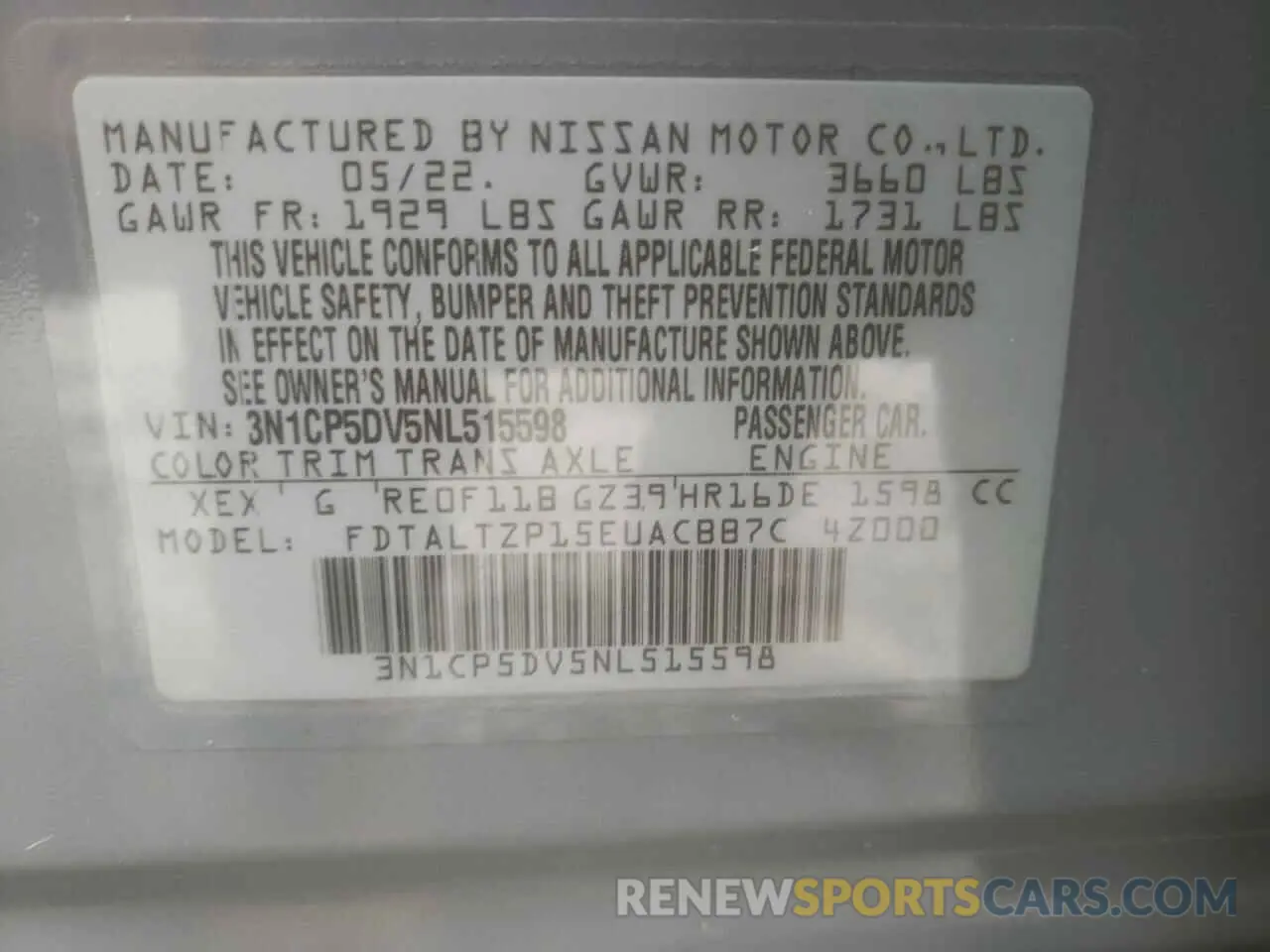 14 Фотография поврежденного автомобиля 3N1CP5DV5NL515598 NISSAN KICKS 2022