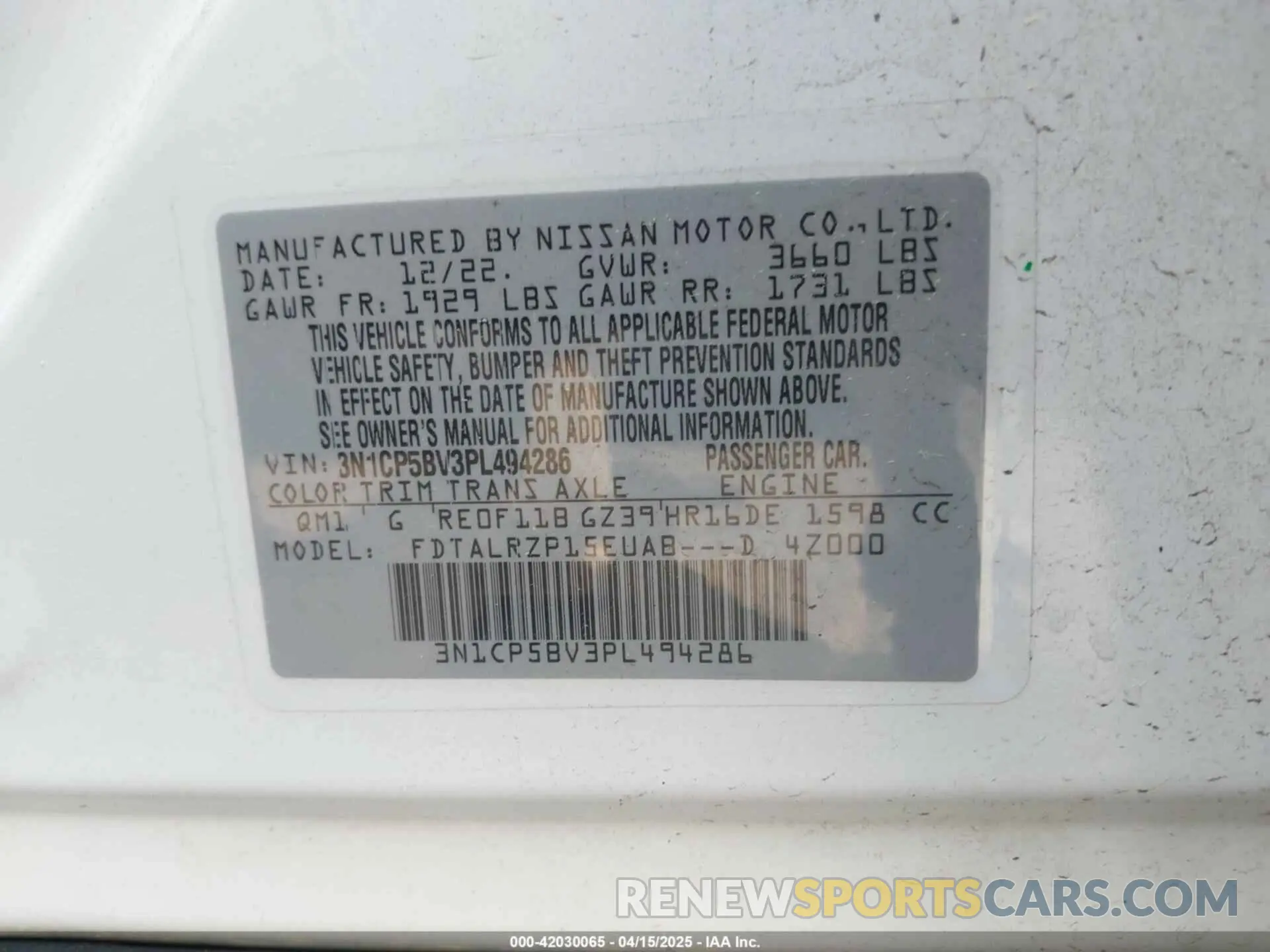 9 Photograph of a damaged car 3N1CP5BV3PL494286 NISSAN KICKS 2023