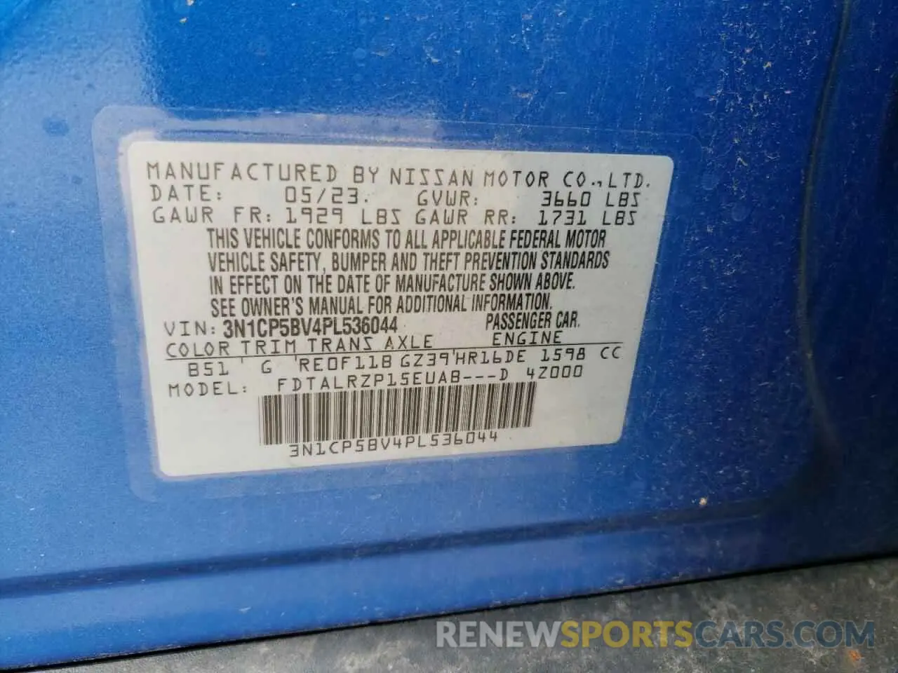 14 Фотография поврежденного автомобиля 3N1CP5BV4PL536044 NISSAN KICKS 2023
