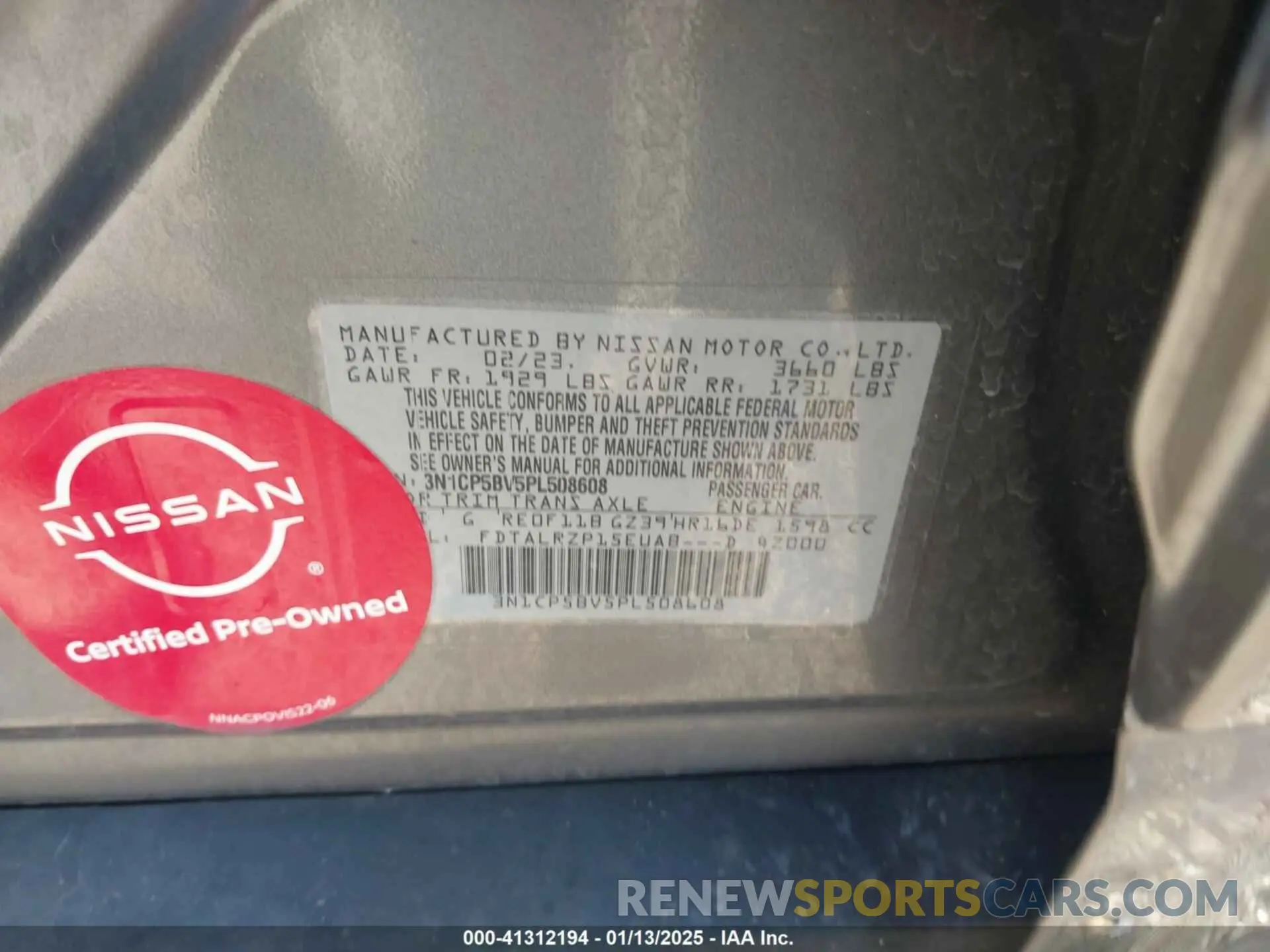 9 Фотография поврежденного автомобиля 3N1CP5BV5PL508608 NISSAN KICKS 2023