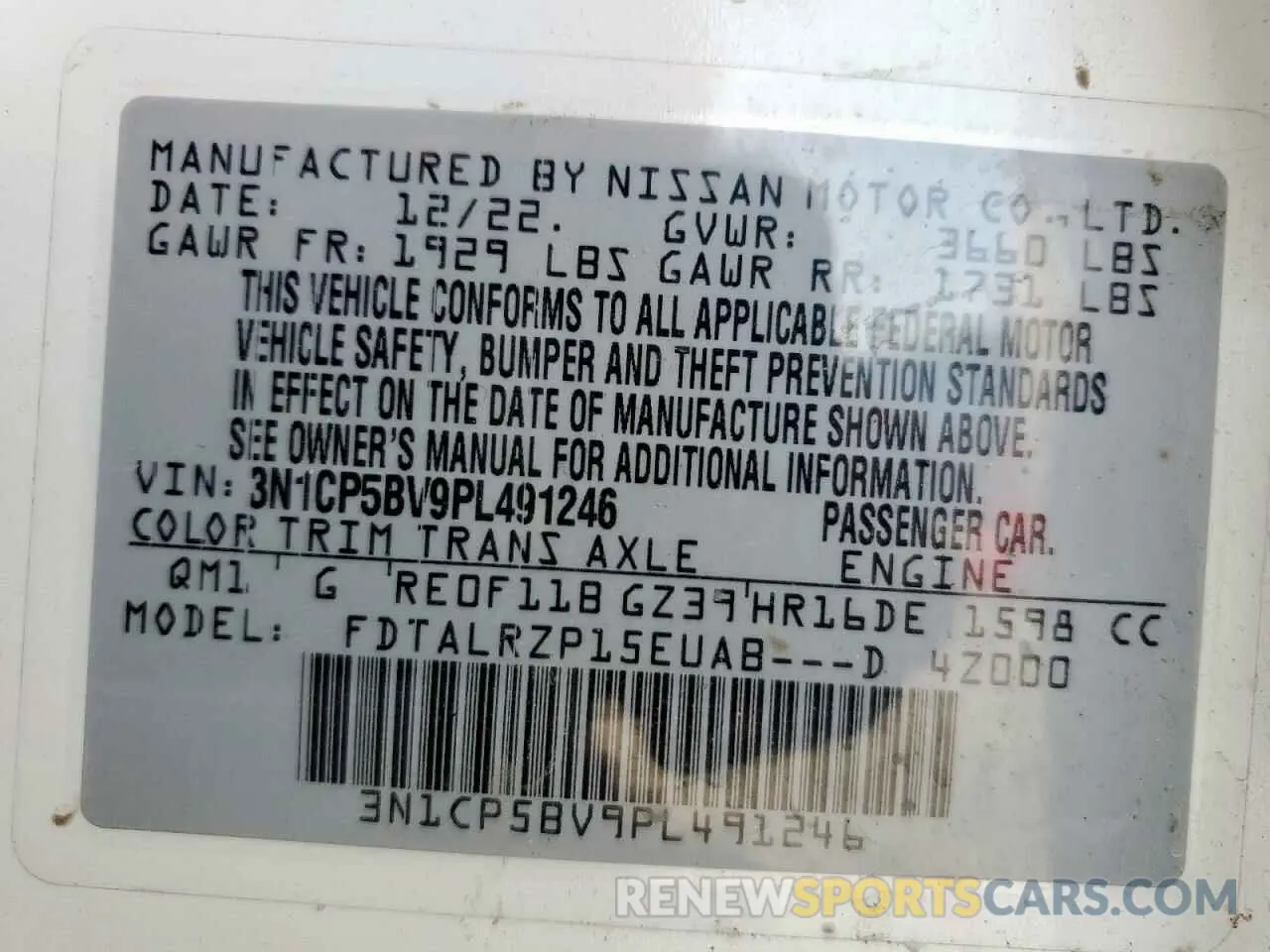 13 Фотография поврежденного автомобиля 3N1CP5BV9PL491246 NISSAN KICKS 2023