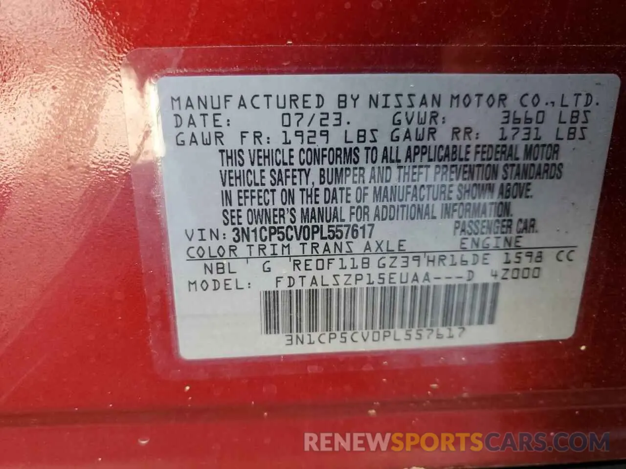 14 Photograph of a damaged car 3N1CP5CV0PL557617 NISSAN KICKS 2023