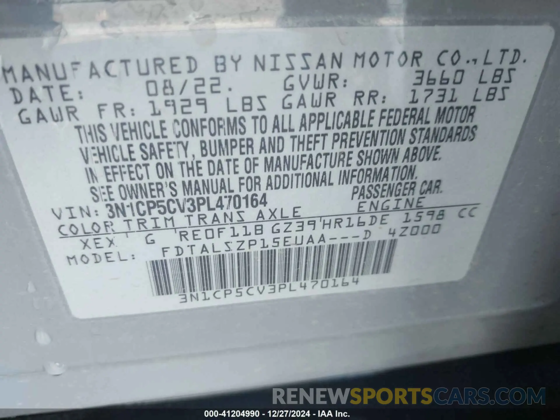 9 Фотография поврежденного автомобиля 3N1CP5CV3PL470164 NISSAN KICKS 2023