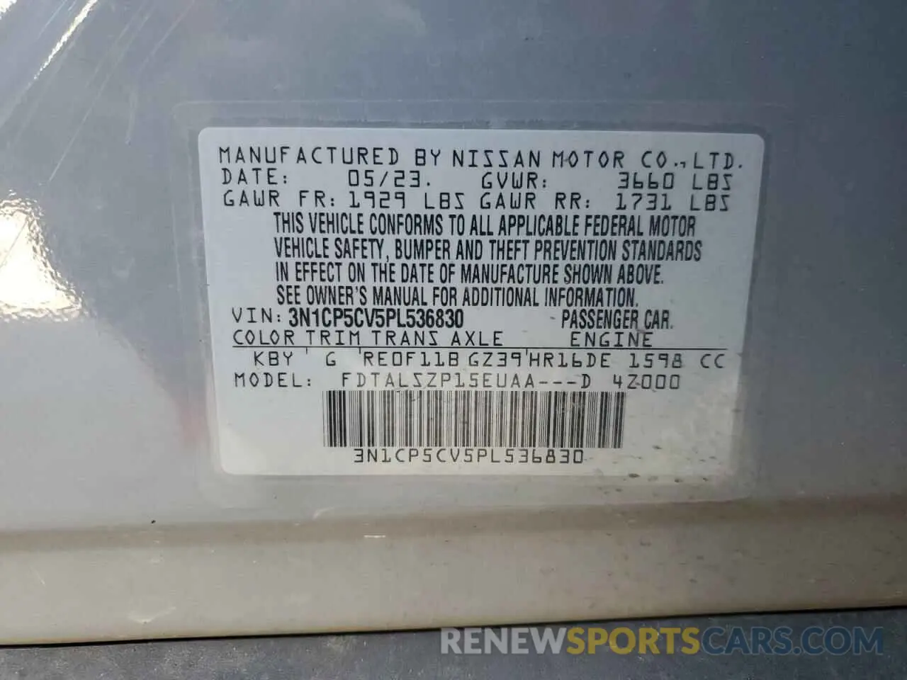 13 Photograph of a damaged car 3N1CP5CV5PL536830 NISSAN KICKS 2023