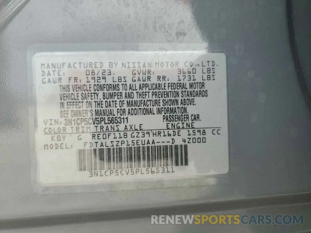 13 Фотография поврежденного автомобиля 3N1CP5CV5PL565311 NISSAN KICKS 2023